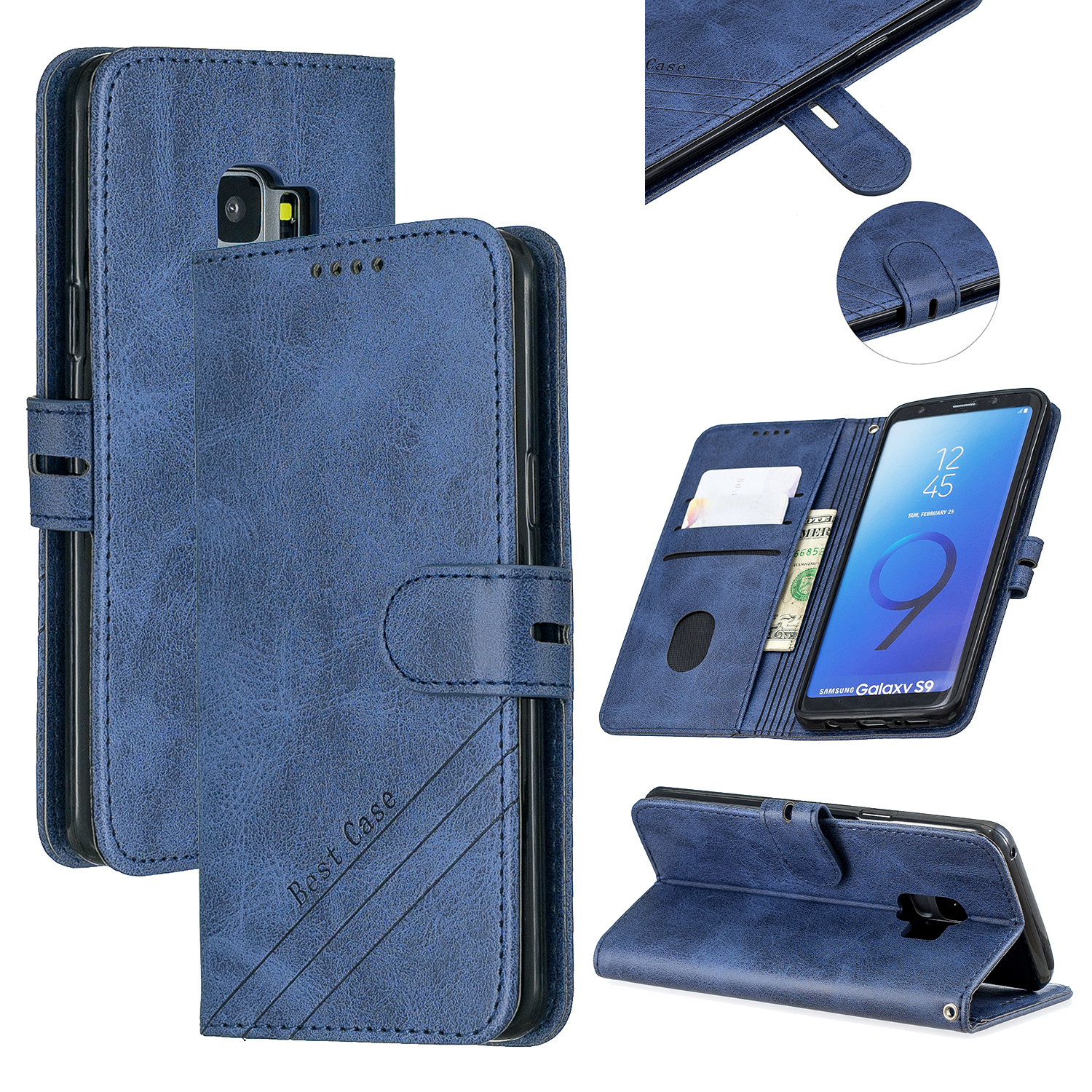

Кошелек Кожаный Футляр Для Samsung Galaxy S9 SM-G960 - Синий, Galaxy S9