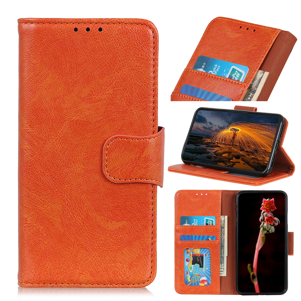 

Nappa Texture Split Leather Wallet Stand Phone Case for Samsung Galaxy A20s - Orange, Galaxy A20s