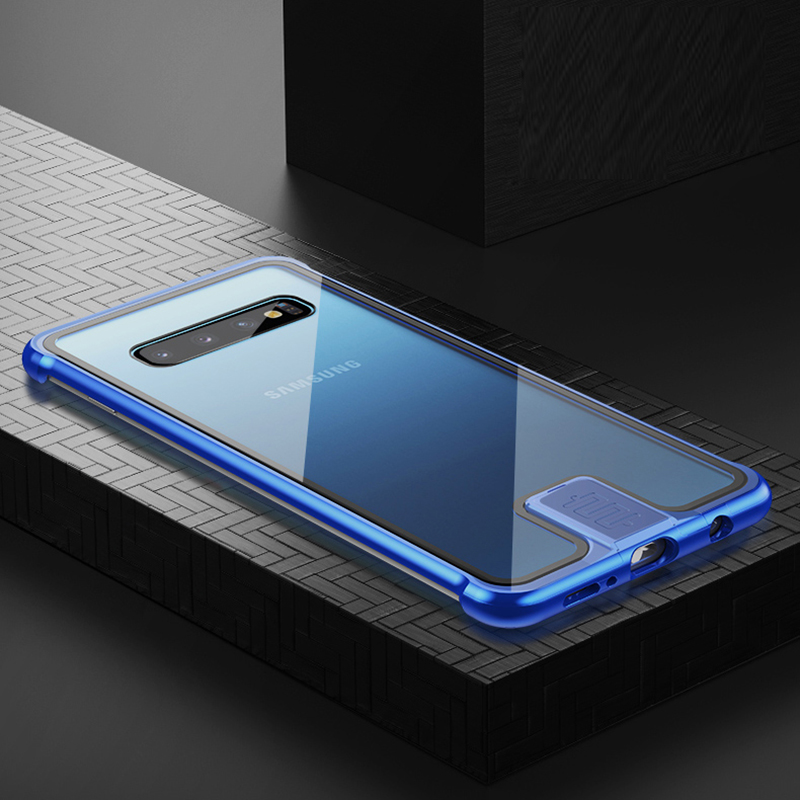 

Leshield Series Metal Frame+Glass Phone Case Shell for Samsung Galaxy S10 Plus - Blue, Galaxy S10 Plus