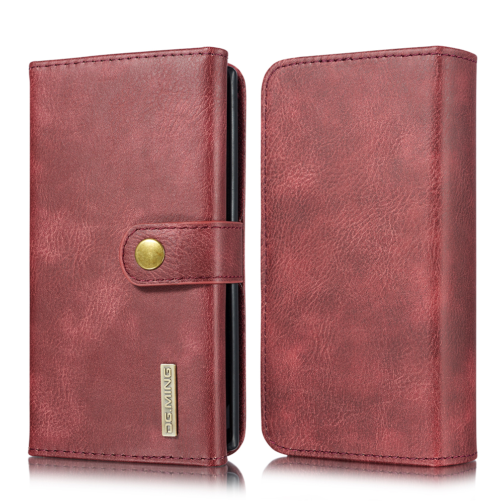 

DG.MING Split Leather Tri-fold Phone Cover for Samsung Galaxy Note 10/Note 10 5G - Red, Galaxy Note 10 5G