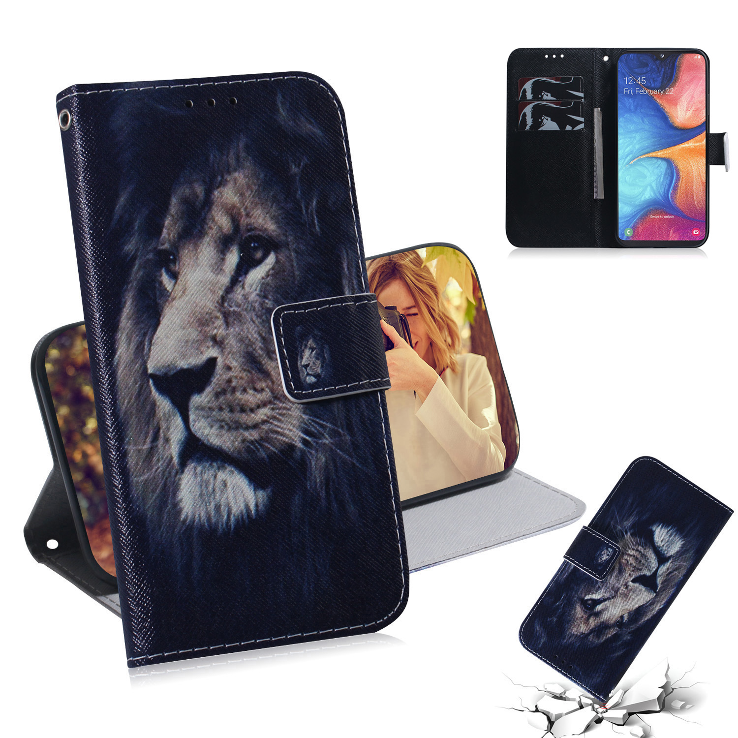 

Pattern Printing Leather Wallet Case for Samsung Galaxy M30s / M21 - Lion, Galaxy M30s