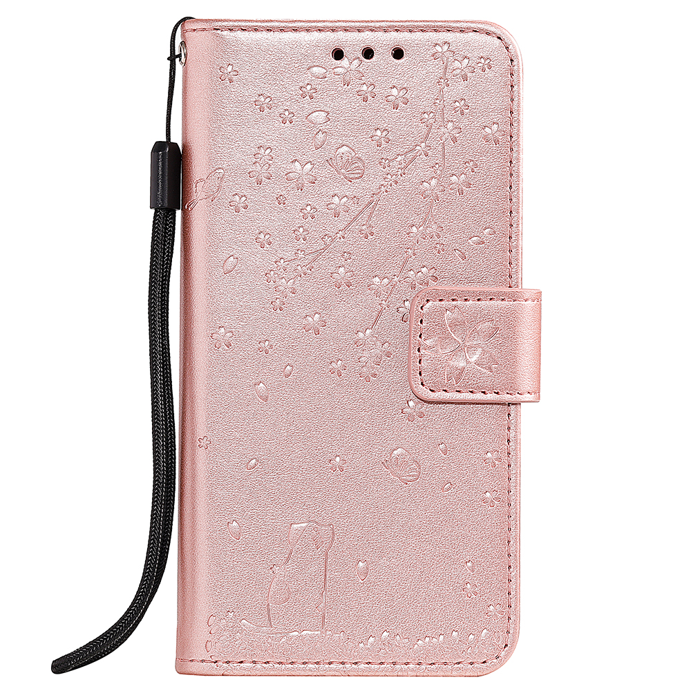 

Отпечаток Sakura Cat Stand Кожаный Кошелек Чехол Для Samsung Galaxy Note 10 Plus 5G / Примечание 10 Плюс - Розовое Золото, Galaxy Note 10 Plus