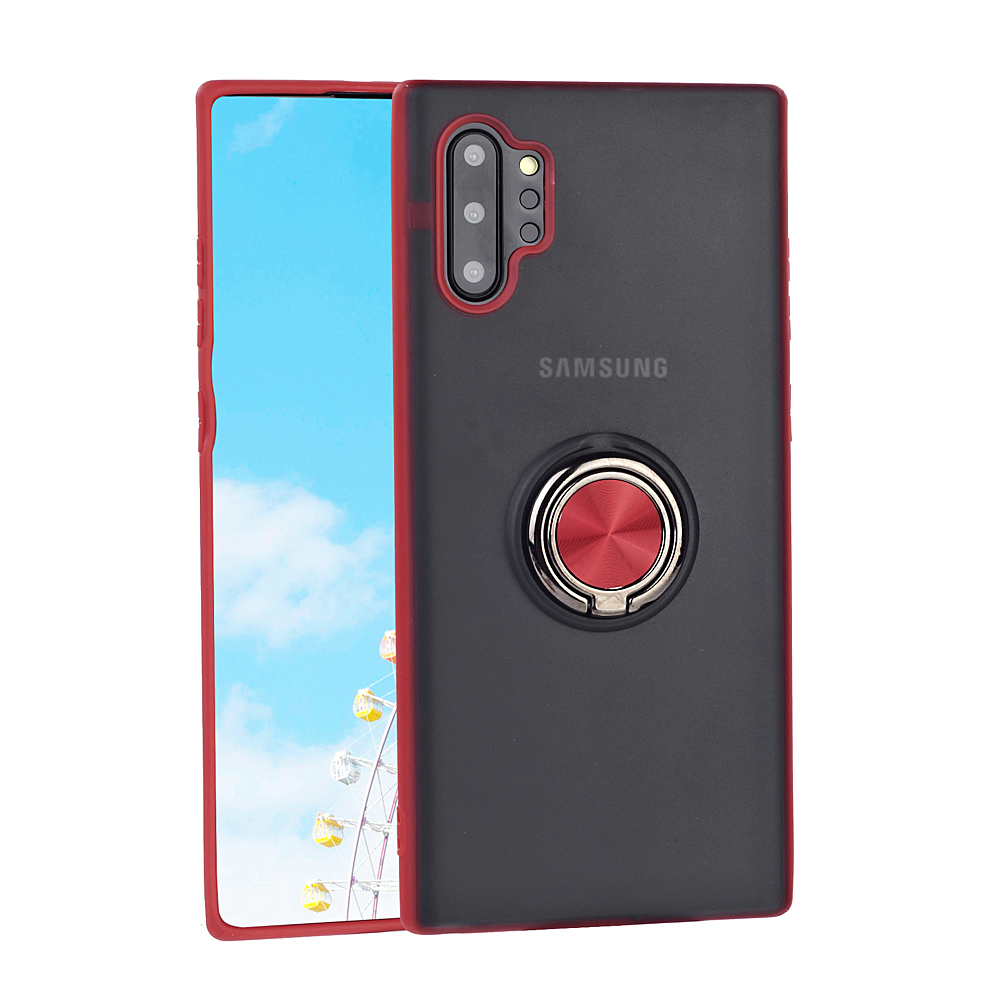 

Skin-caring Series PC+TPU Finger Ring Holder Phone Cover for Samsung Galaxy S10 Plus - Red / Black, Galaxy S10 Plus
