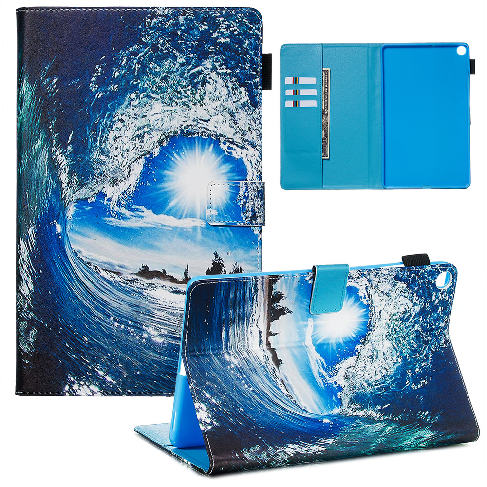 

Pattern Printing Leather Wallet Stand Tablet Cover for Samsung Galaxy Tab A 10.1 (2019) SM-T510/T515 - Sea Wave, Galaxy Tab A 10.1 (2019)