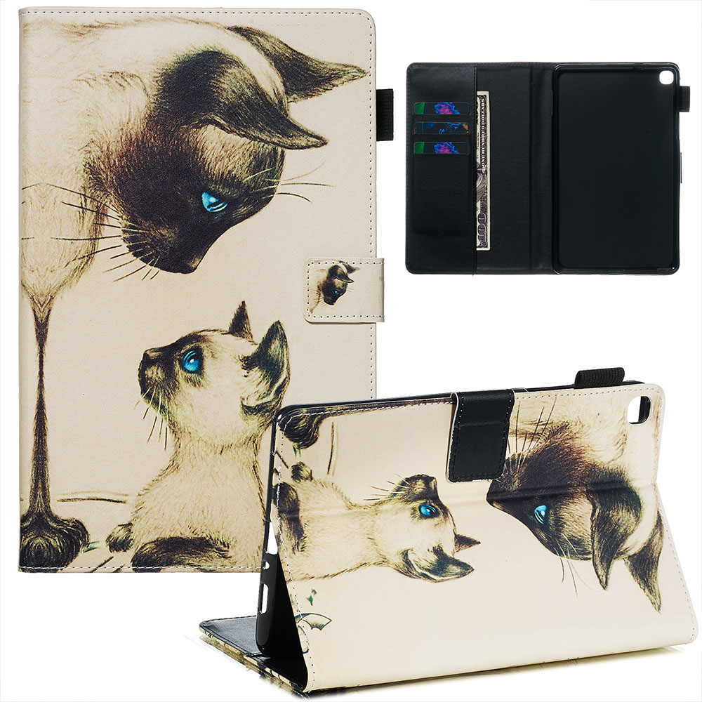 

Pattern Printing Wallet Stand Leather Tablet Case for Samsung Galaxy Tab A 8.0 (2019) with S Pen SM-P200/P205 - Cat with Blue Eyes, Galaxy Tab A 8.0 (2019) with S Pen P200