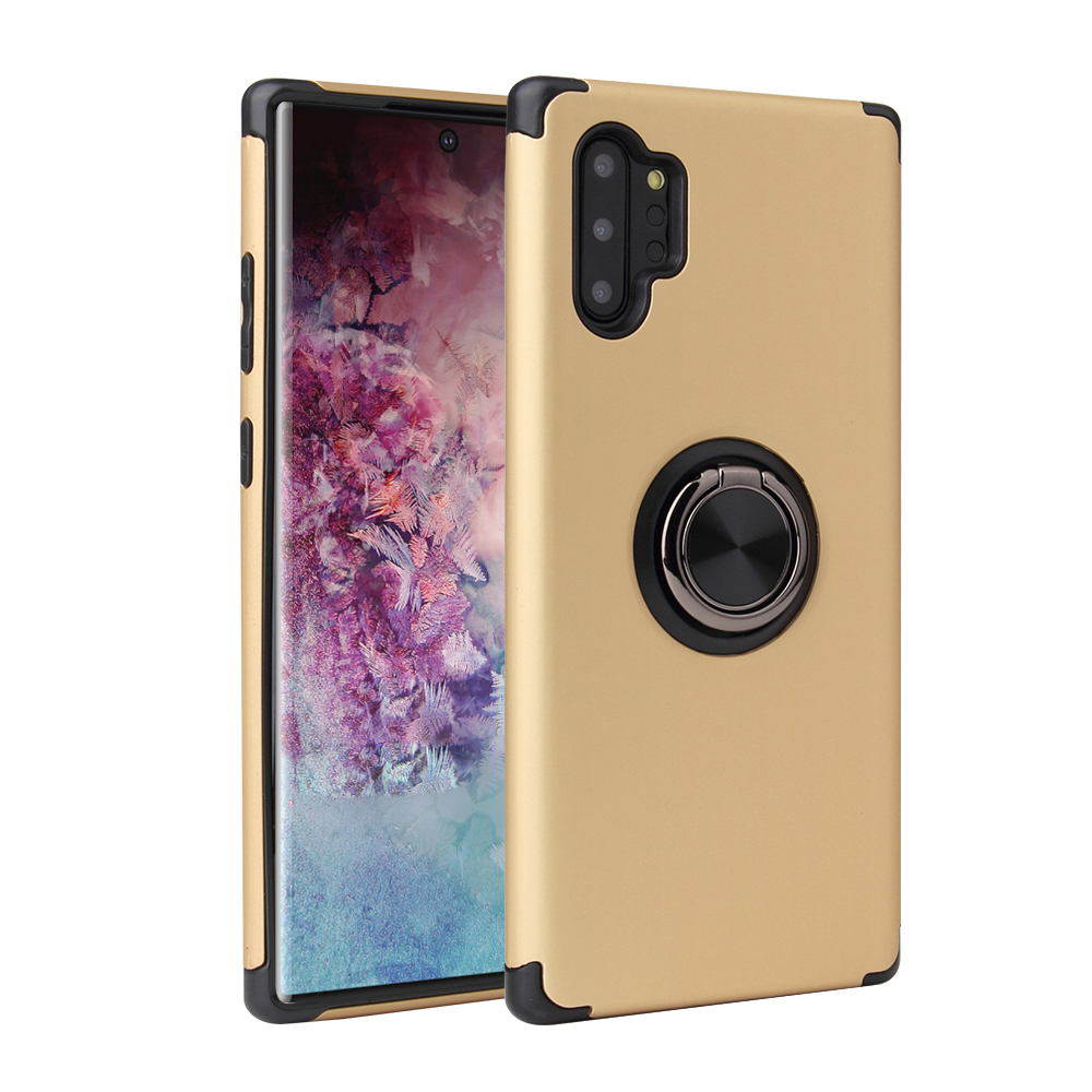 

Finger Ring Kickstand PC + TPU Phone Case with Magnetic Metal Sheet Cover for Samsung Galaxy Note 10 Plus/Note 10 Plus 5G - Gold, Galaxy Note 10 Plus