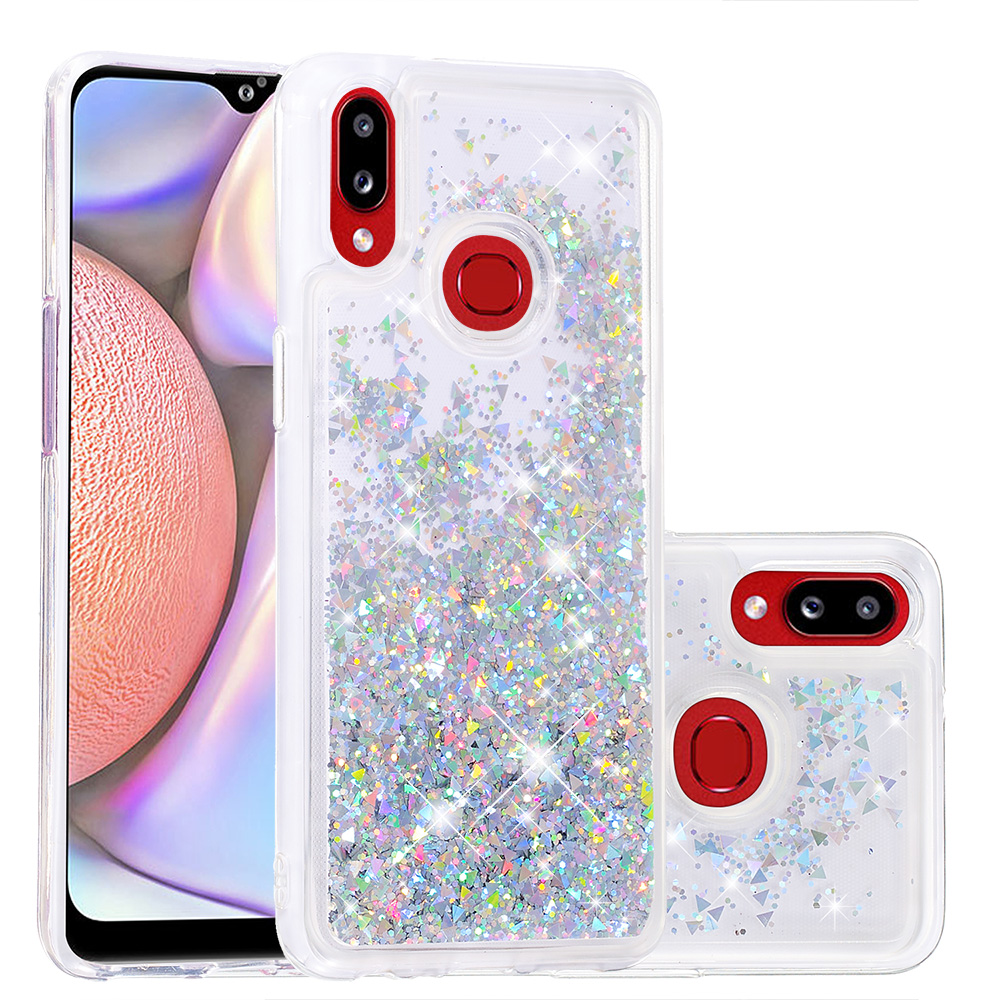 

Floating Glitter Quicksand TPU Phone Cover for Samsung Galaxy A10s - Silver, Galaxy A10s