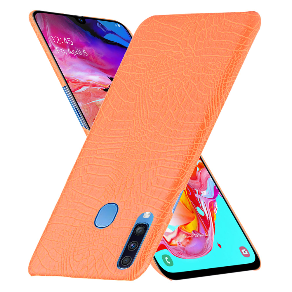 

Stylish Crocodile Surface PU Leather Coated PC Shell for Samsung Galaxy A20s - Orange, Galaxy A20s