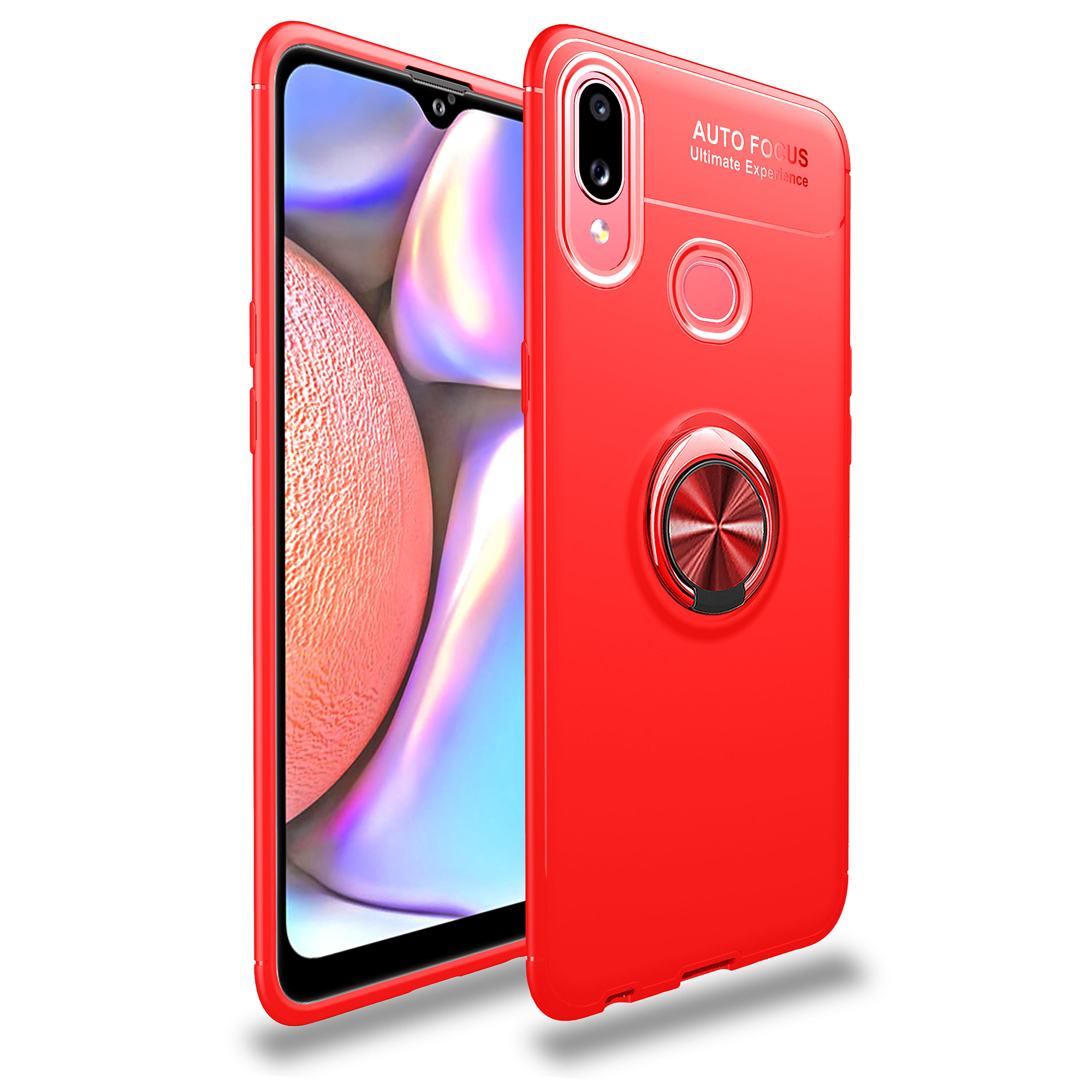 

LENUO Metal Ring Kickstand TPU Cover for Samsung Galaxy A10s Built-in Magnetic Metal Sheet - Red, Galaxy A10s