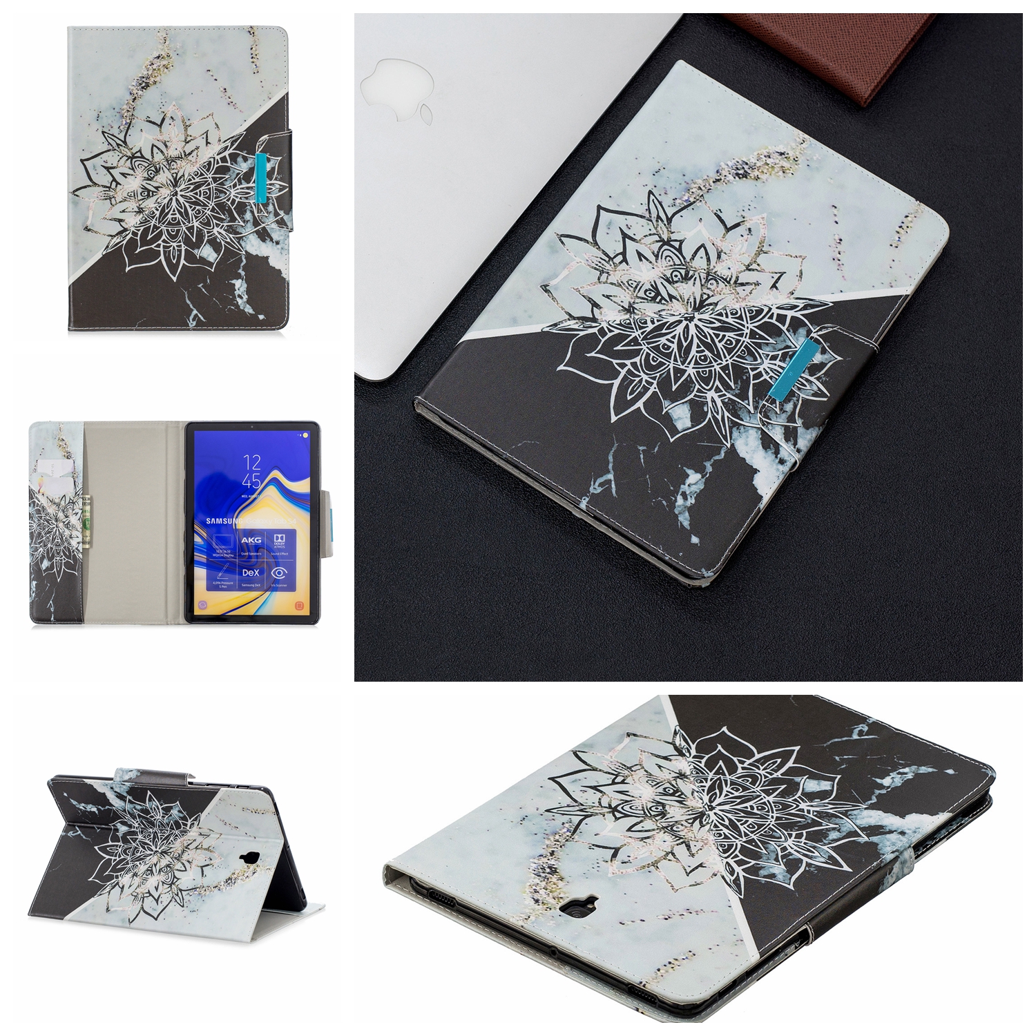 

Печать с Рисунком Широкой Застежки с Застежкой Кошелька Для Пластинного Покрытия Для Samsung Galaxy Tab S4 10.5 SM-T830 - Цветок, Galaxy Tab S4 10.5