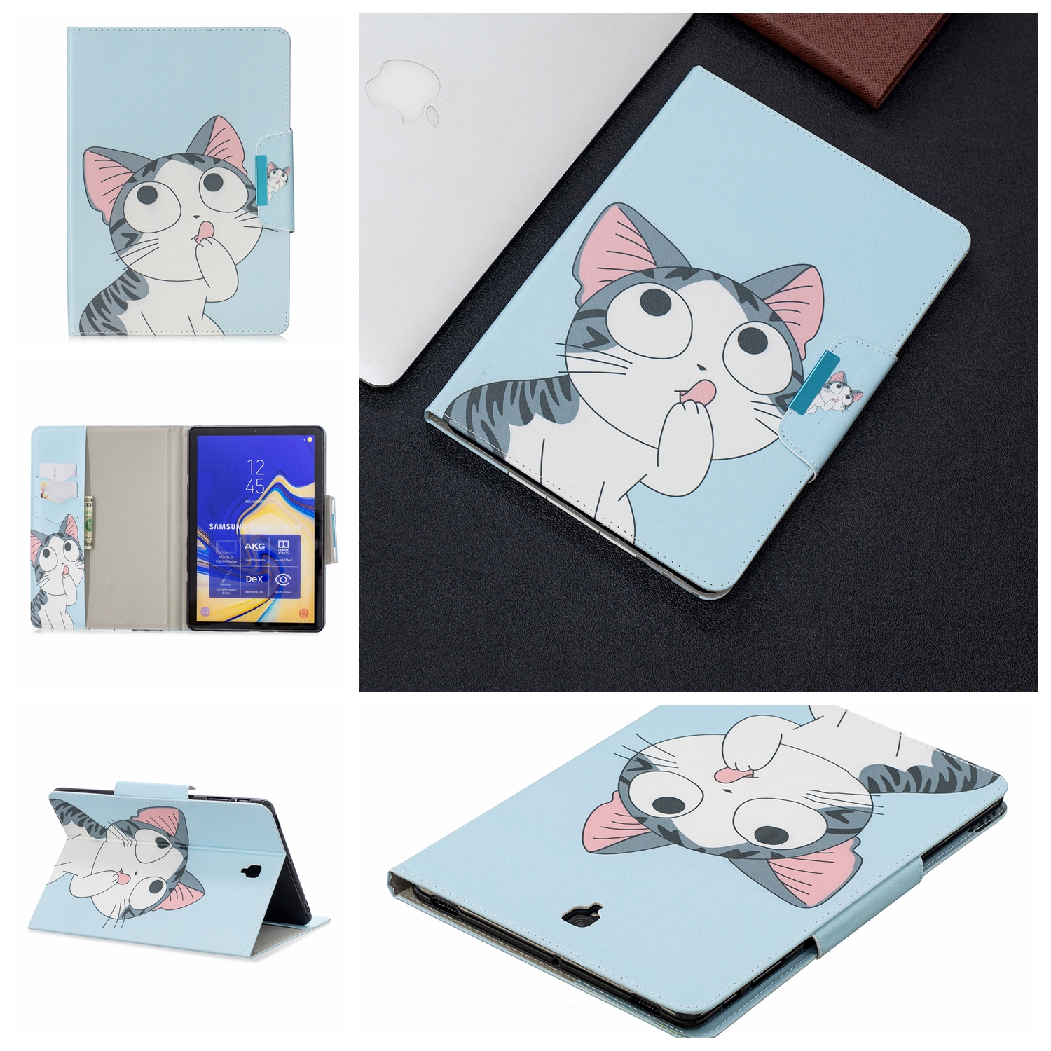 

Pattern Printing Wide Clasp Stand Wallet Flip Leather Tablet Covering Case for Samsung Galaxy Tab S4 10.5 SM-T830 - Cat, Galaxy Tab S4 10.5