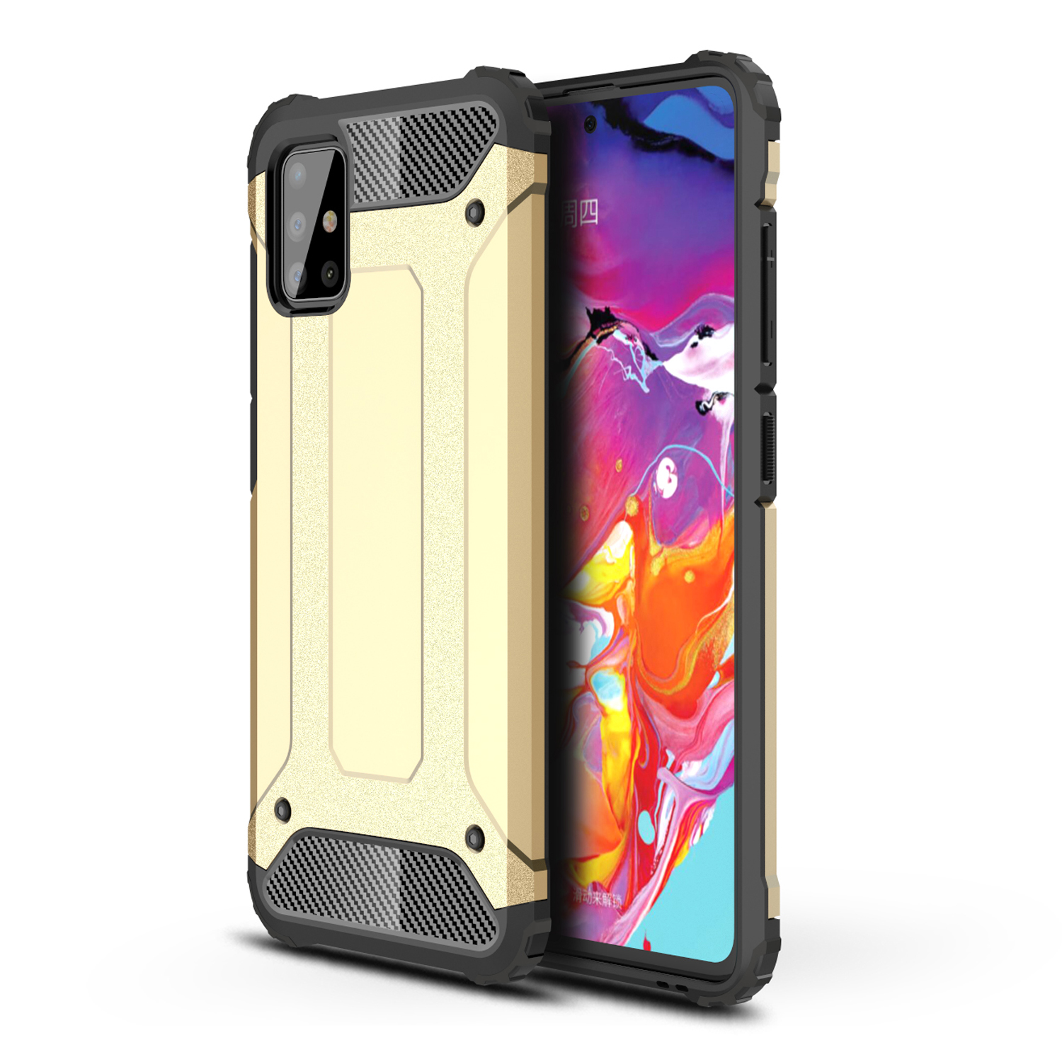 

For Samsung Galaxy A51 4G Shockproof Drop Protection Hard PC with Soft TPU Phone Case - Gold, Galaxy A51 4G