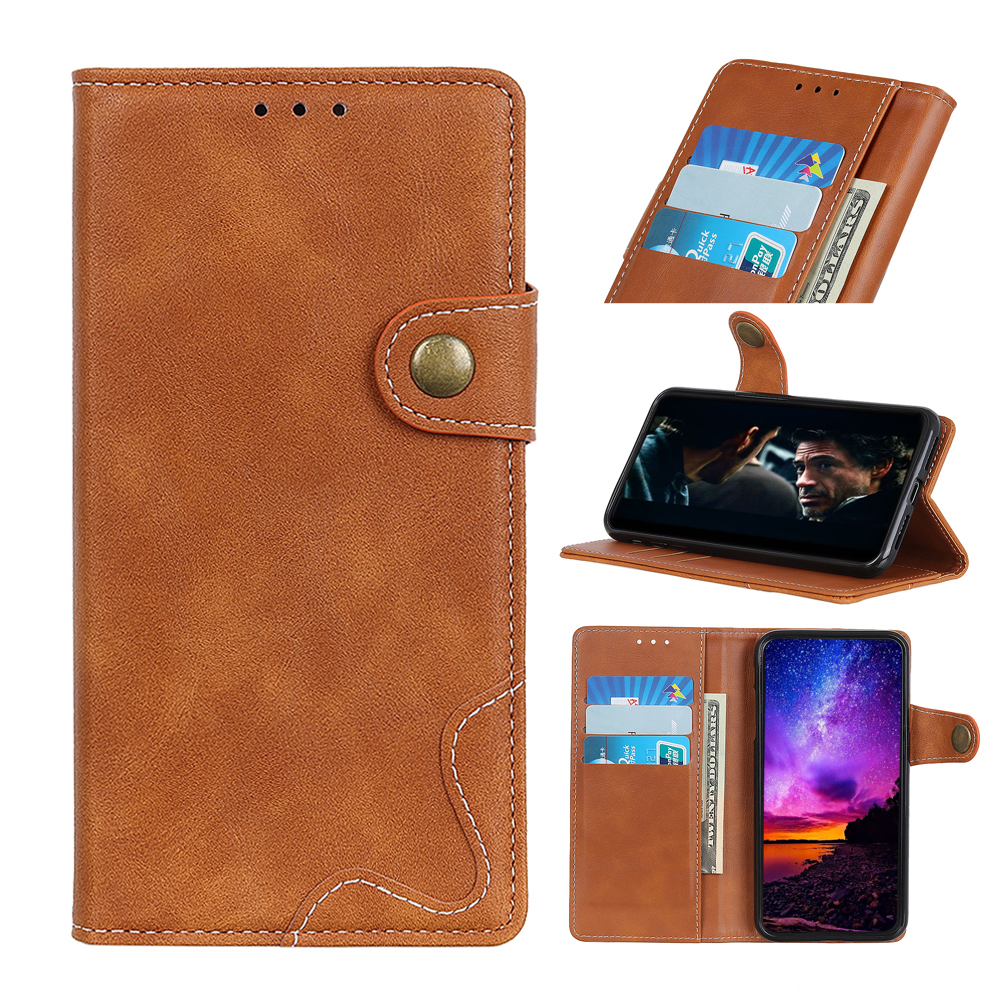 

S-shape Skin Leather Wallet Case for Samsung Galaxy S20 - Brown, Galaxy S20