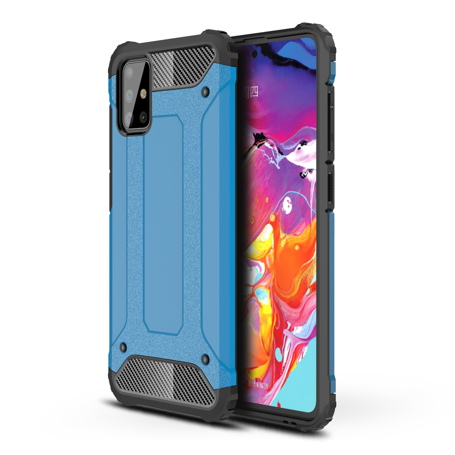 

For Samsung Galaxy A71 Anti-Scratch Shockproof Series Hard PC + Soft TPU Protective Cover Case - Blue, Galaxy A71 4G