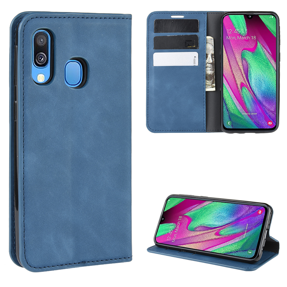 

Шелковистый Кожаный Кошелек Для Samsung Galaxy A40 - Синий, Galaxy A40