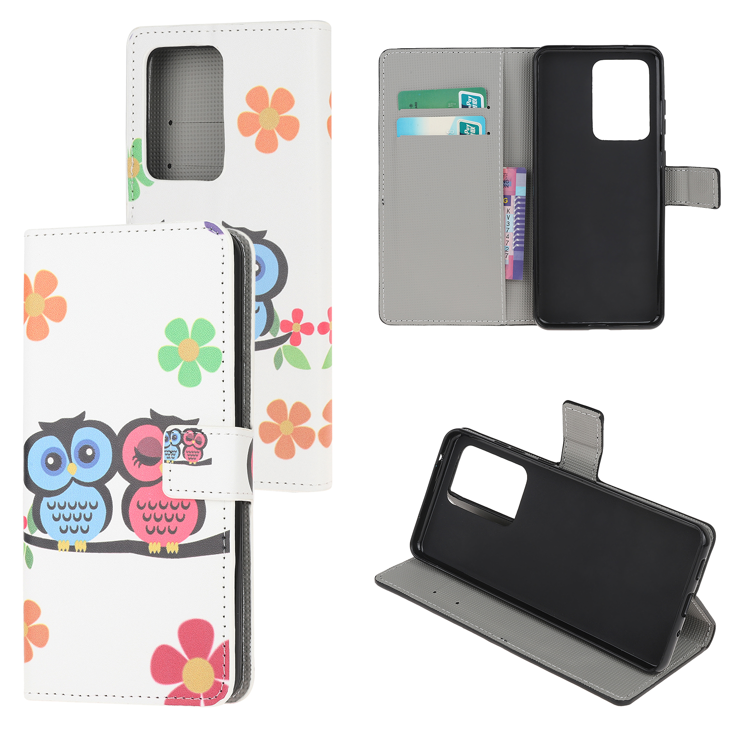 

Pattern Printing Leather Wallet Case for Samsung Galaxy S20 Ultra - Owls and Hearts, Galaxy S20 Ultra