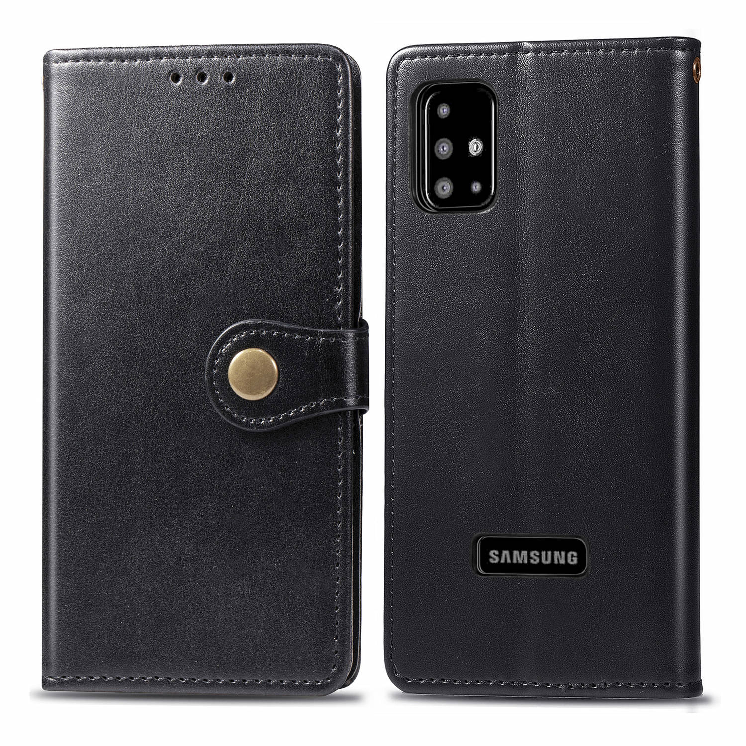 

Шляпа Принц Litchi Skin PU Кожаный Кожаный Корпус Для Samsung Galaxy A51 - Чернить, Galaxy A51 4G
