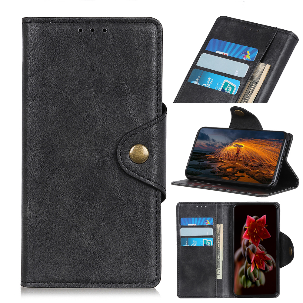 

Brass Magnetic Clasp Wallet Flip Leather Phone Case for Samsung Galaxy A81/Note 10 Lite - Black, Galaxy A81