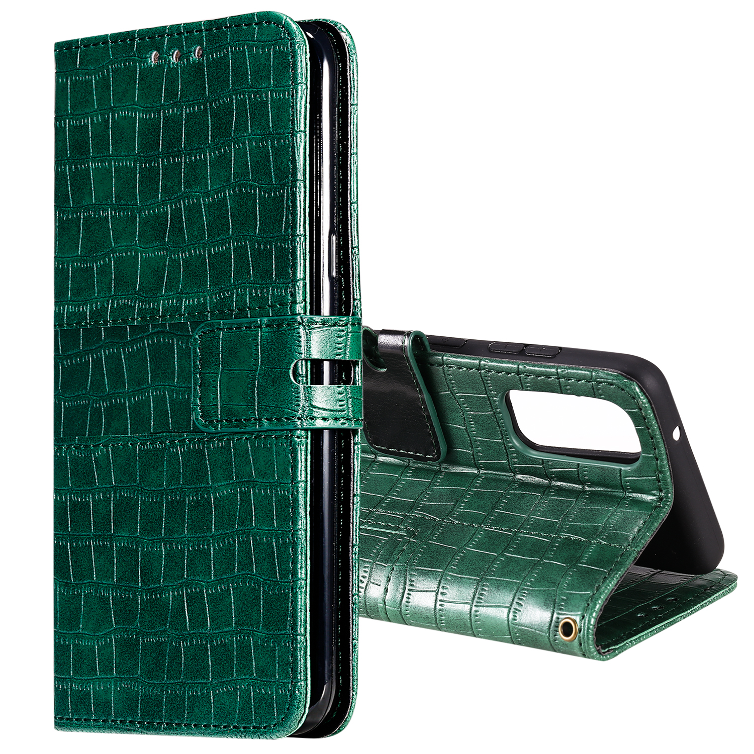 

Crocodile Texture Wallet Stand Flip Leather Phone Cover for Samsung Galaxy S20 Plus - Green, Galaxy S20 Plus