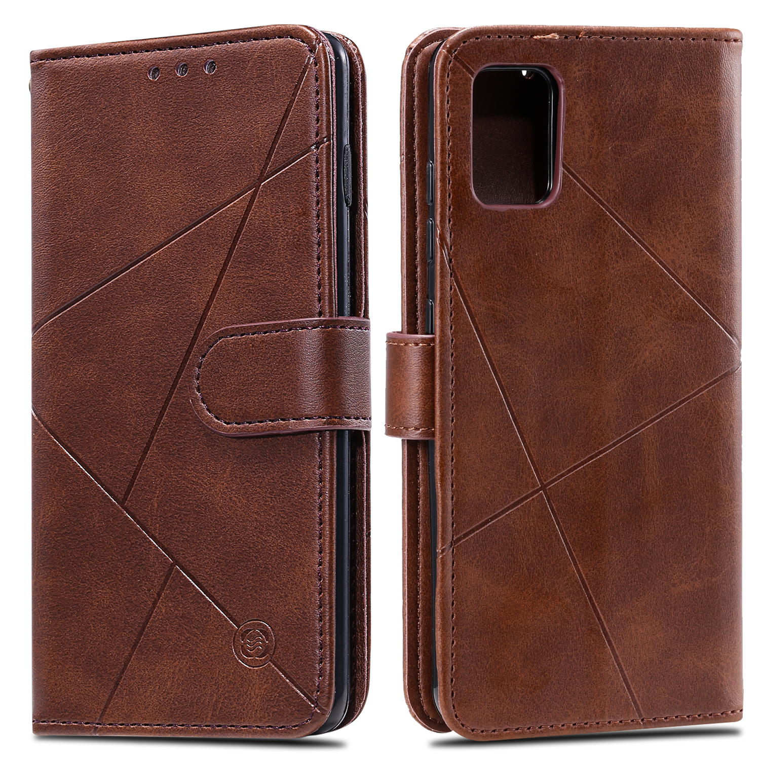 

Rhombus Pattern Wallet Stand Leather Phone Cover Casing with Strap for Samsung Galaxy A51 - Brown, Galaxy A51 4G