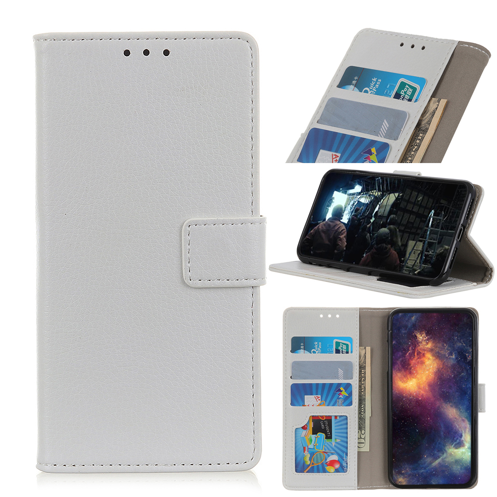 

Soft Litchi Skin Wallet Leather Stand Case for Samsung Galaxy A91/S10 Lite - White, Galaxy A91