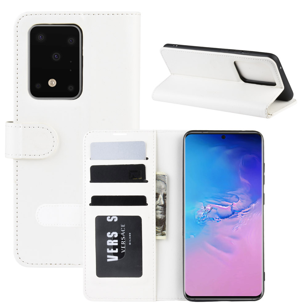 

Сумасшедший Конь Кожаный Кожаный Футляр Для Samsung Galaxy S20 Ultra - Белый, Galaxy S20 Ultra