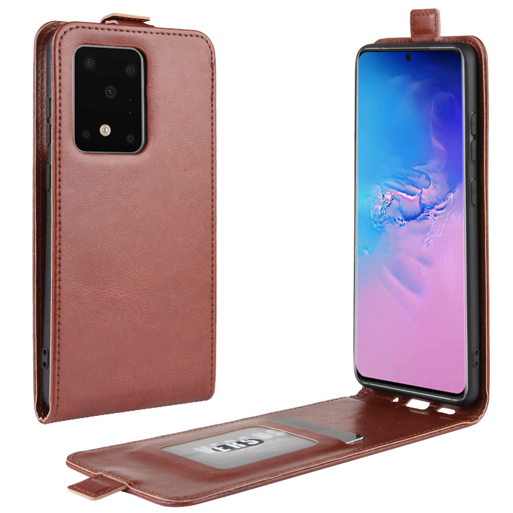 

Crazy Horse Vertical Leather Card Holder Case for Samsung Galaxy S20 Ultra - Brown, Galaxy S20 Ultra