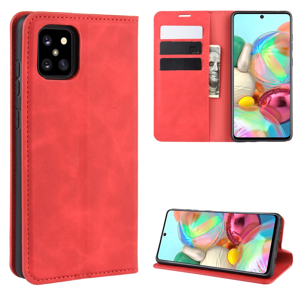 

Шелковидная Сенсорная Кожаный Кошелек Для Samsung Galaxy A81 / Note 10 Lite / M60S - Красный, Galaxy A81