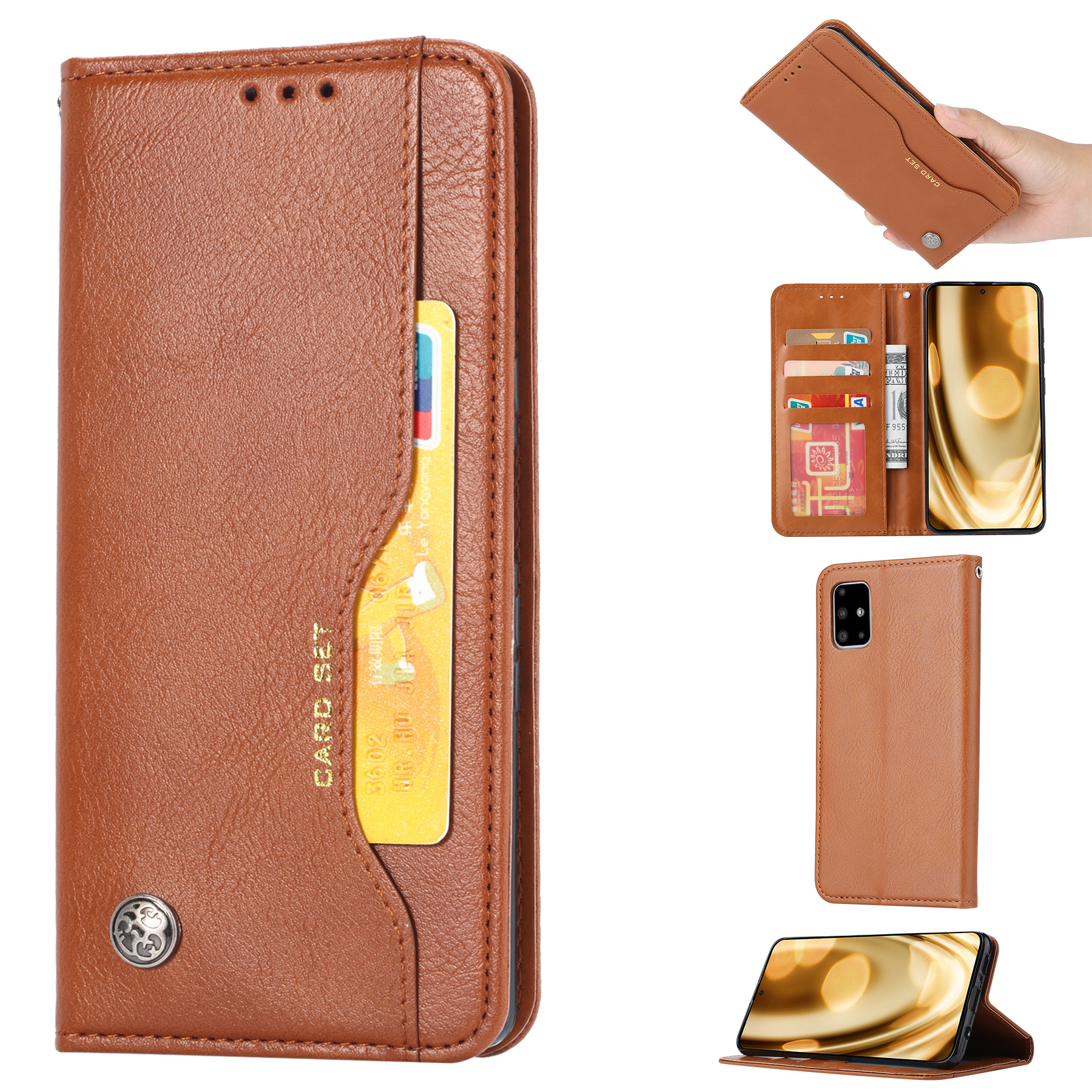 

Auto-absorbed Leather Casing for Samsung Galaxy S20 4G/S20 5G - Brown, Galaxy S20 4G