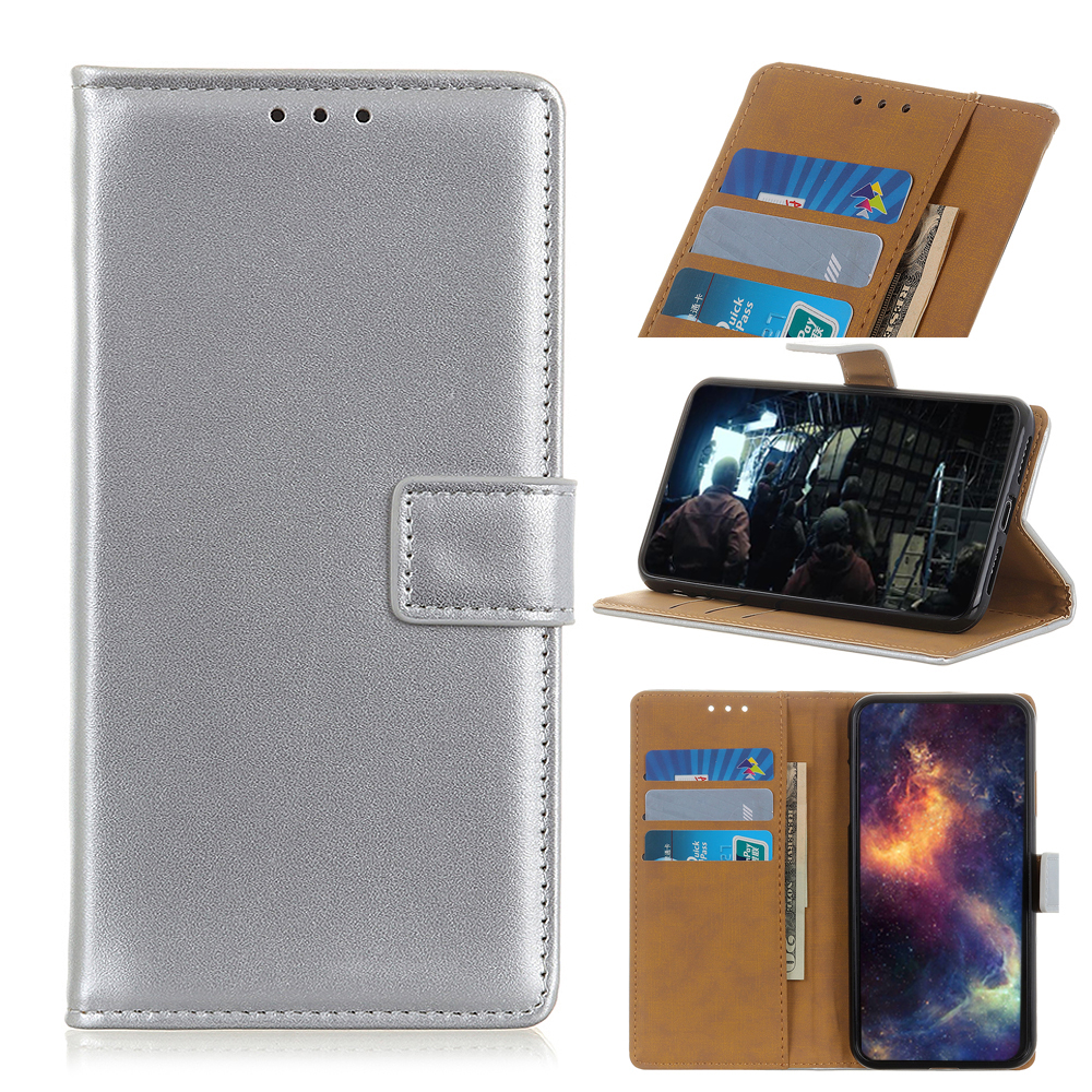 

Wallet Leather Stand Case for Samsung Galaxy A01 - Silver, Galaxy A01