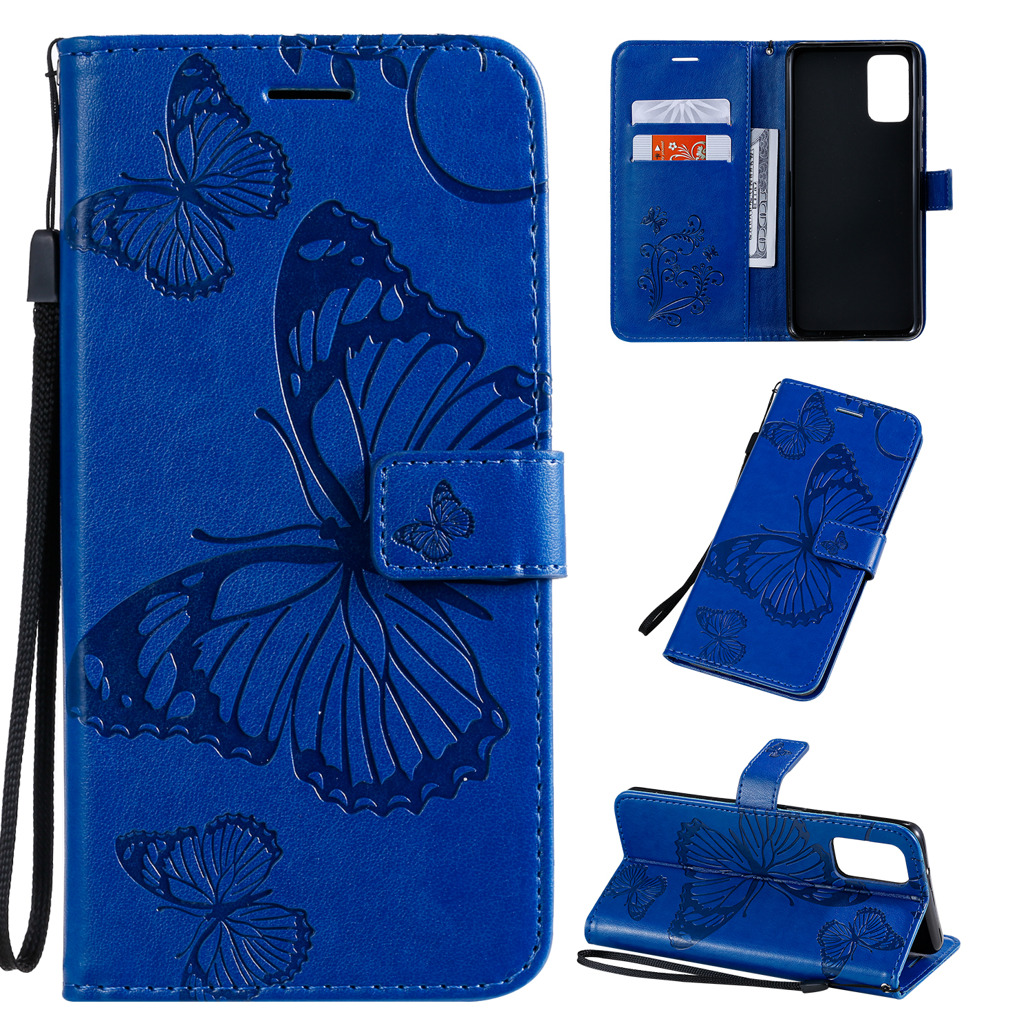 

Butterfly Отпечаток Кожаный Стильный Корпус Для Samsung Galaxy S20 Plus - Синий, Galaxy S20 Plus