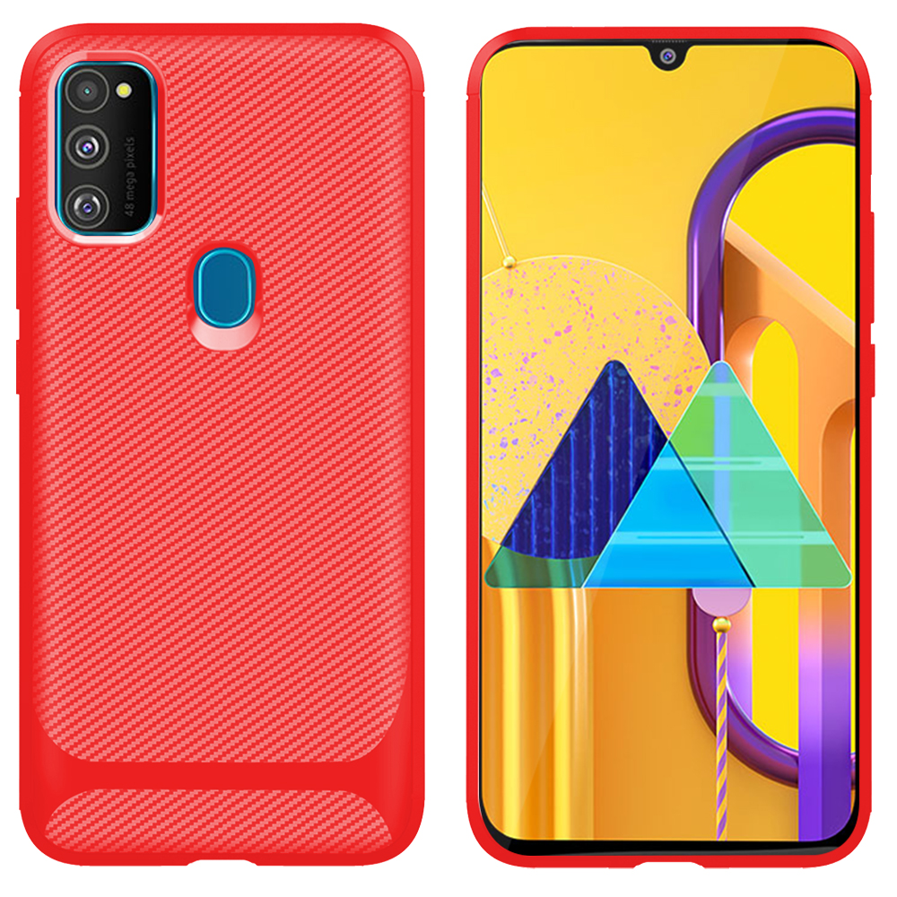 

Противоскользящий Капюшовый Трубку TPU Для Samsung Galaxy M21 / M30S. - Красный, Galaxy M30s
