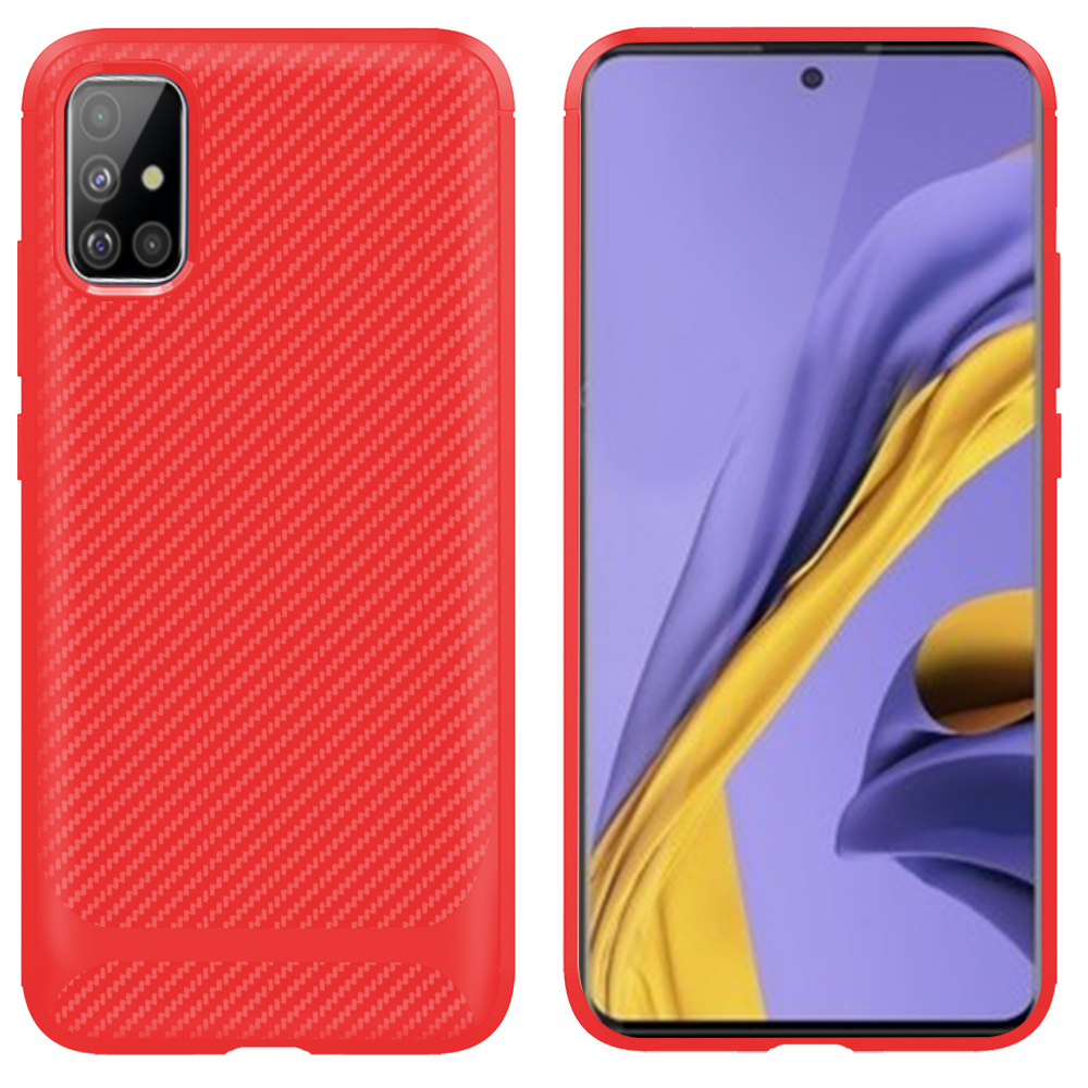 

Углеродное Волокна Серии Anti-Dount TPU Оболочки Для Samsung Galaxy A51 - Красный, Galaxy A51 4G
