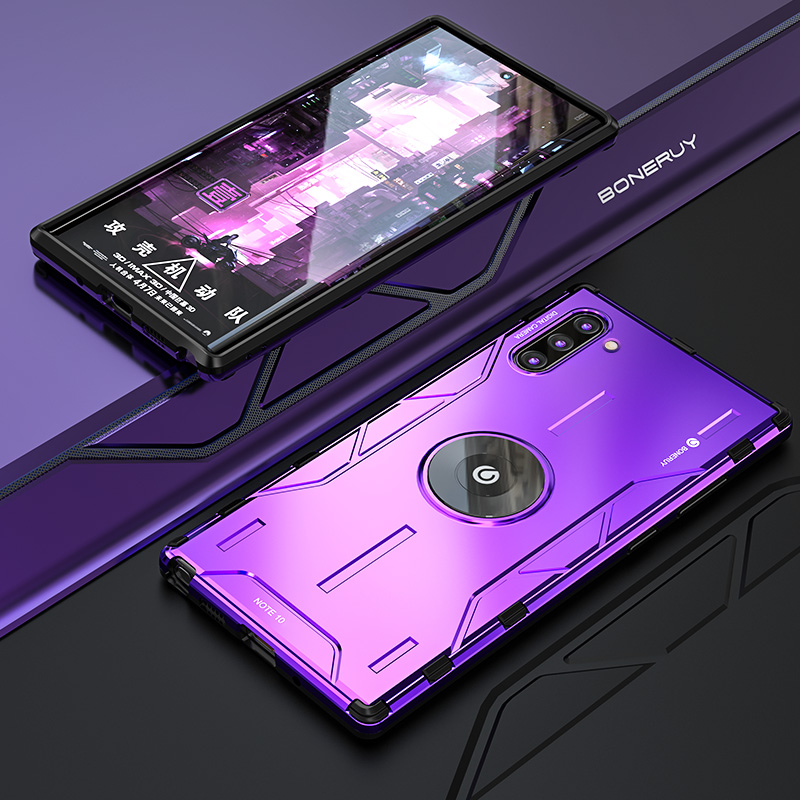 

Drop-proof Metal Silicone Combo Phone Case for Samsung Galaxy Note 10/Note 10 5G - Purple, Galaxy Note 10