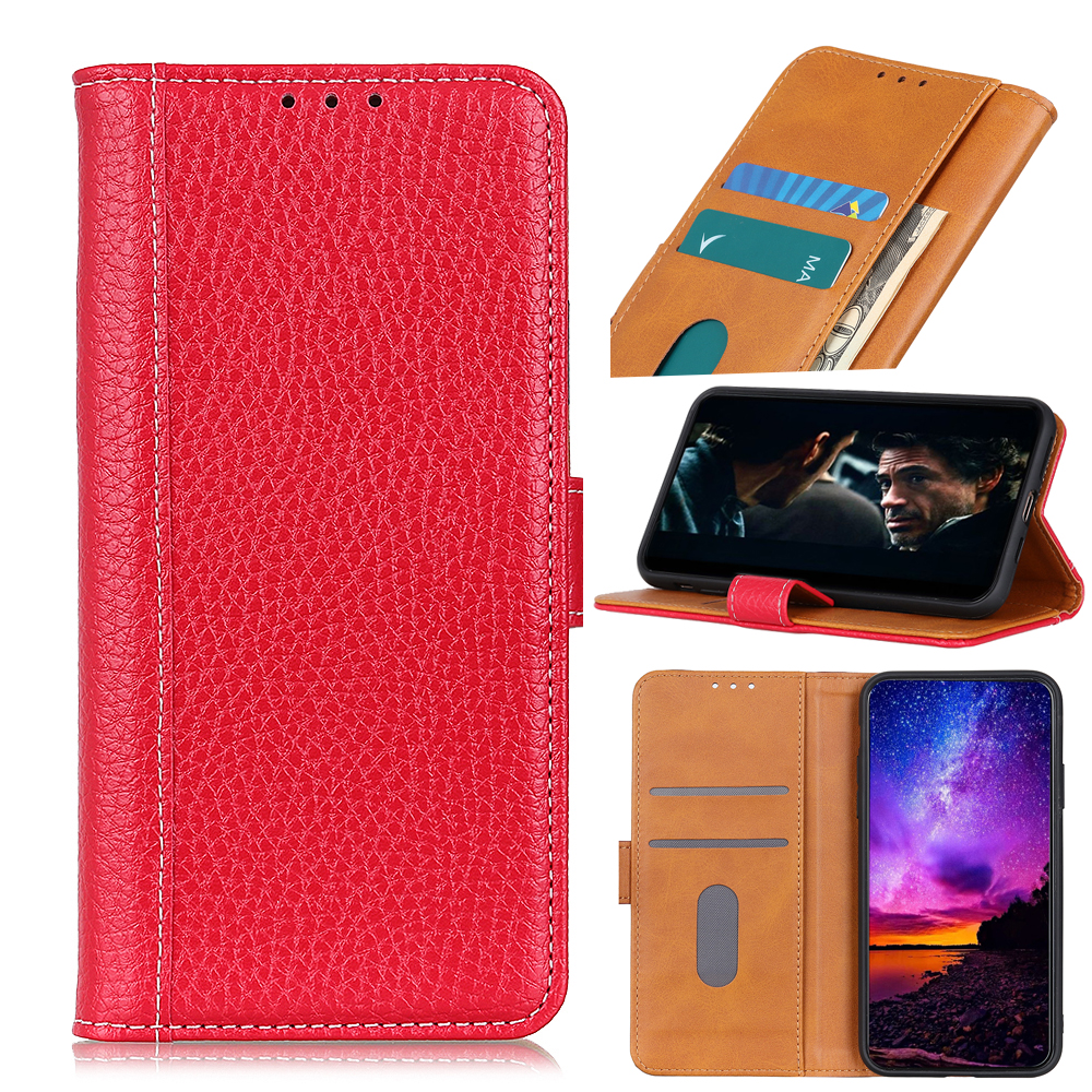 

Litchi Кожа Кожа Кожаный Кошельщик Футляр Для Samsung Galaxy A51 - Красный, Galaxy A51 4G