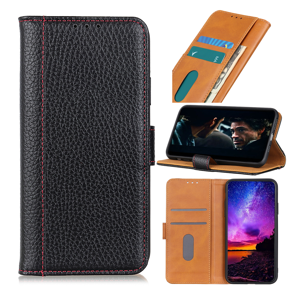 

Litchi Skin Leather Stand Case with Card Slots for Samsung Galaxy A71 - Black, Galaxy A71 4G