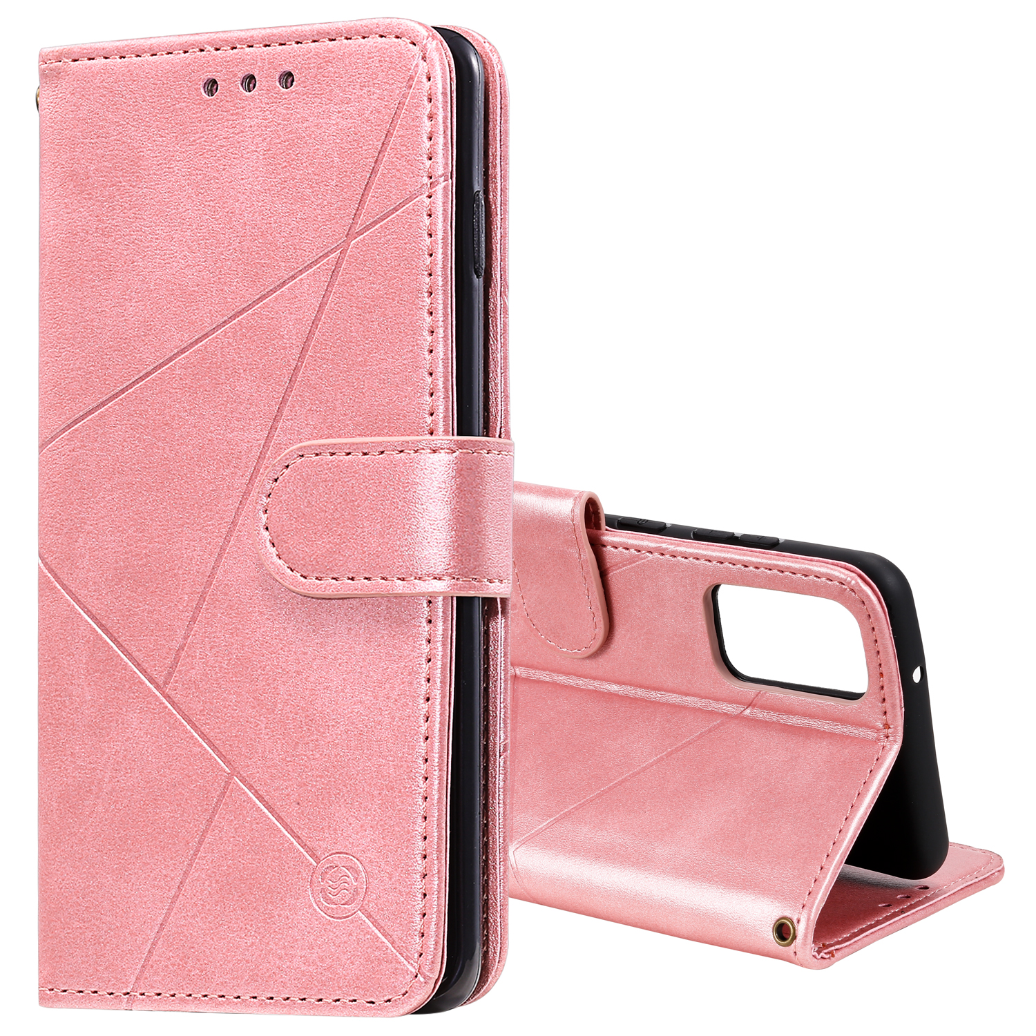 

Geometric Style Flip Leather Wallet Case with Lanyard for Samsung Galaxy S20 - Rose Gold, Galaxy S20