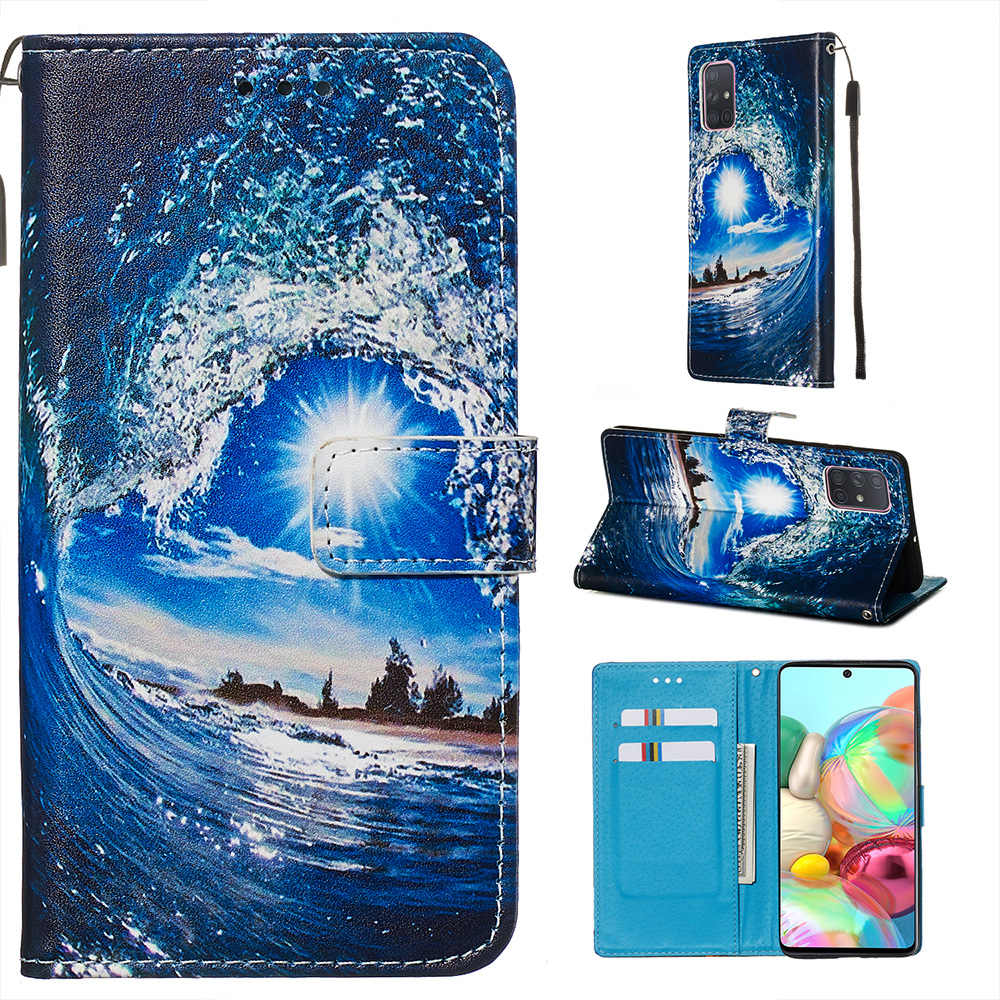 

Живопись Кожаный Телефон Стенд Стенд Чехол Для Samsung Galaxy A71 - Вода, Galaxy A71 4G