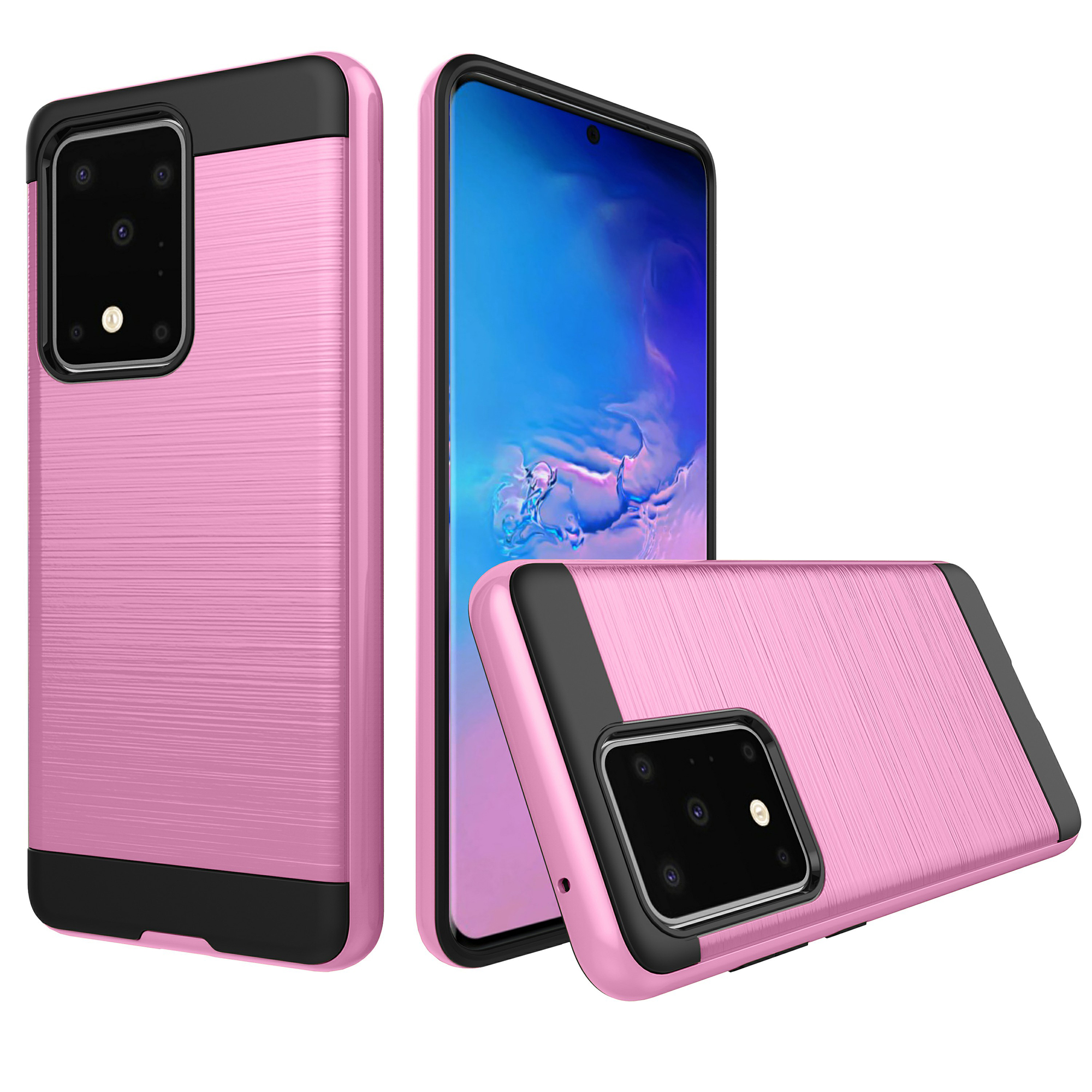 

Brushed PC + TPU Hybrid Protective Case Cover for Samsung Galaxy S20 Plus - Pink, Galaxy S20 Plus