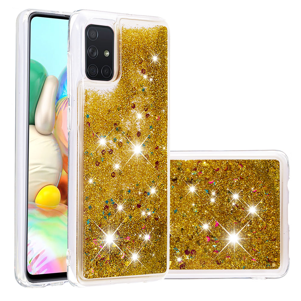 

Динамические Блестки Порошковые Блестки ТПУ Корпус Корпуса Для Samsung Galaxy A71 - Золото, Galaxy A71 4G