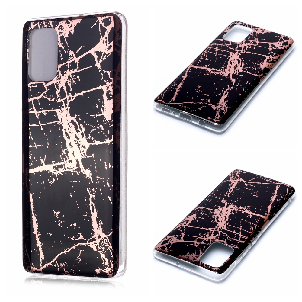 

Marble Pattern Rose Gold Electroplating IMD TPU Back Case for Samsung Galaxy A71 - Black, Galaxy A71 4G
