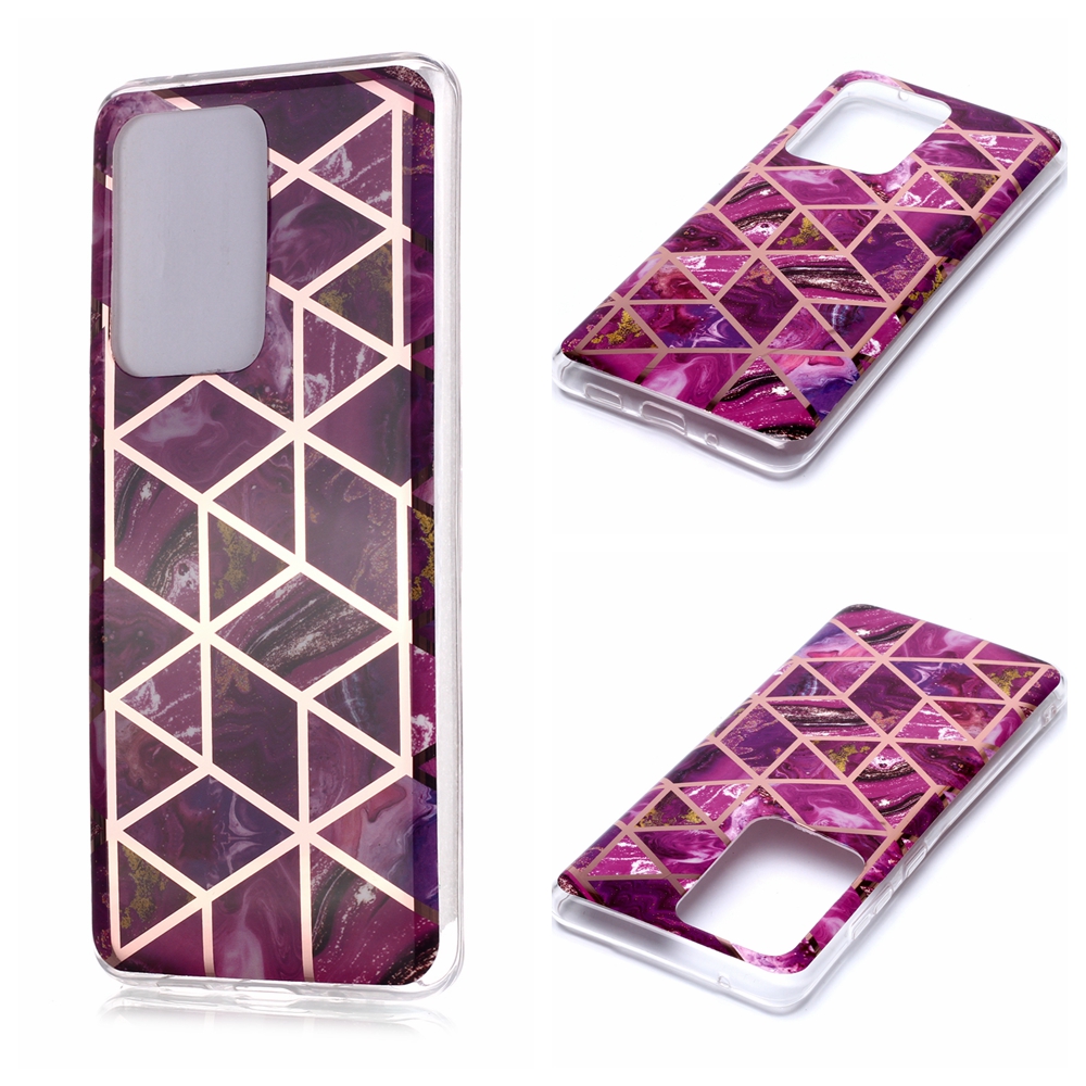 

Marble Pattern Rose Gold Plated IMD TPU Phone Shell for Samsung Galaxy S20 Ultra - Rose, Galaxy S20 Ultra