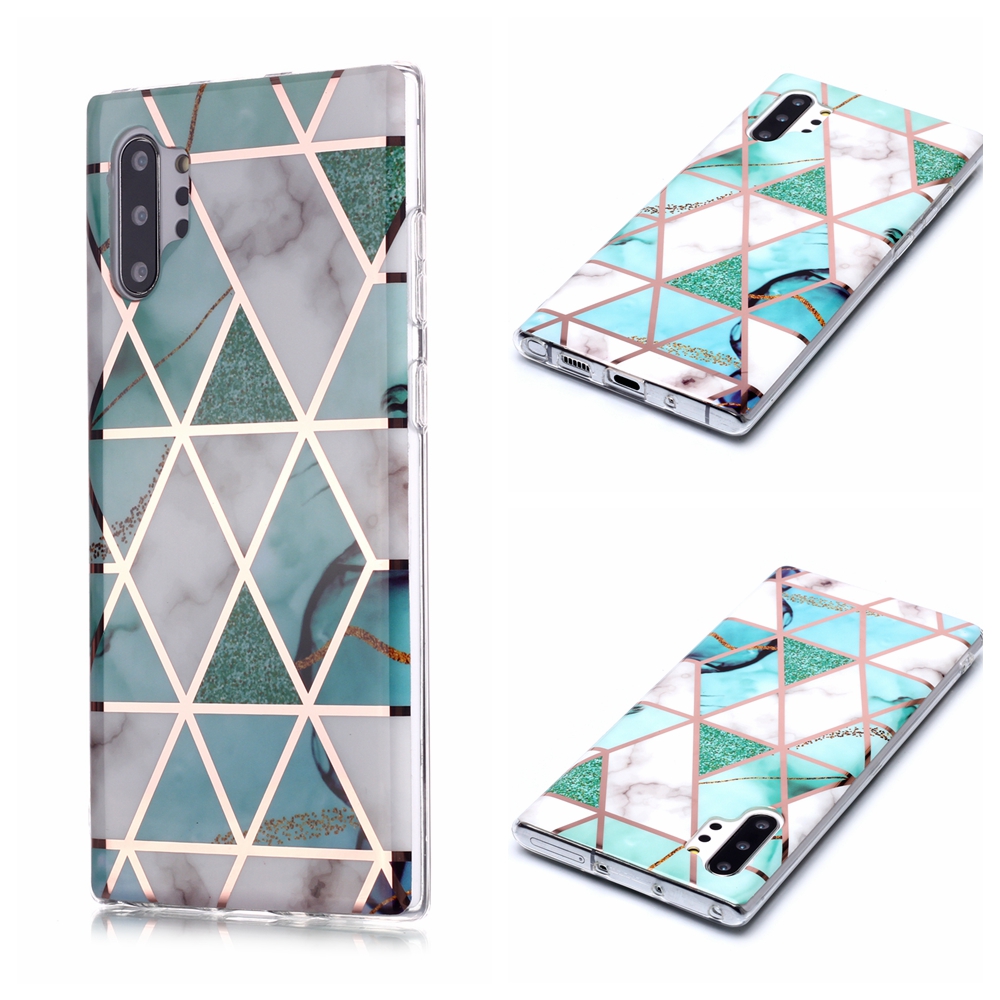 

Marble Pattern Rose Gold Electroplating IMD TPU Case for Samsung Galaxy Note 10 Plus 5G / Note 10 Plus - White/Cyan, Galaxy Note 10 Plus 5G