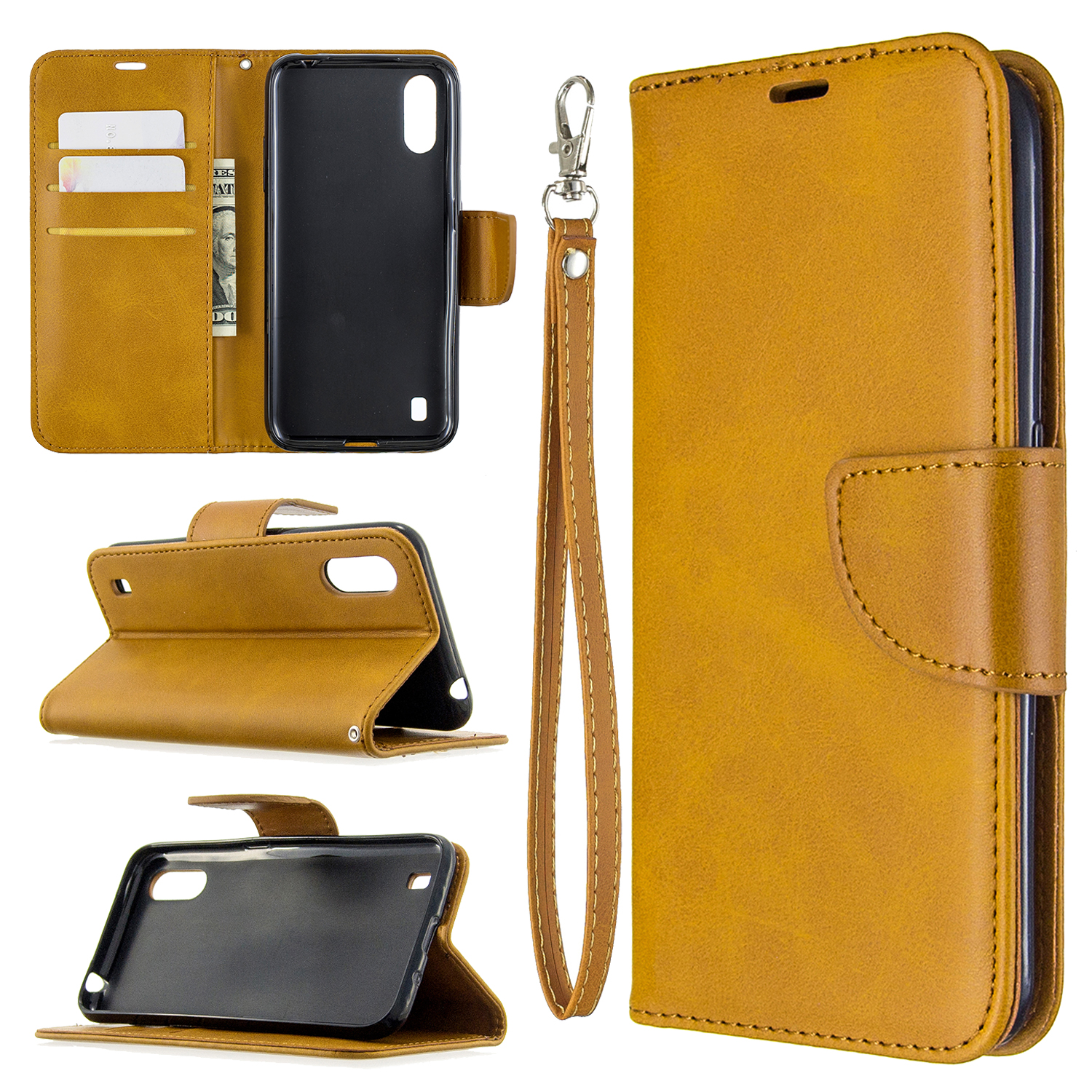 

Wallet Leather Stand Case for Samsung Galaxy A01 - Brown, Galaxy A01