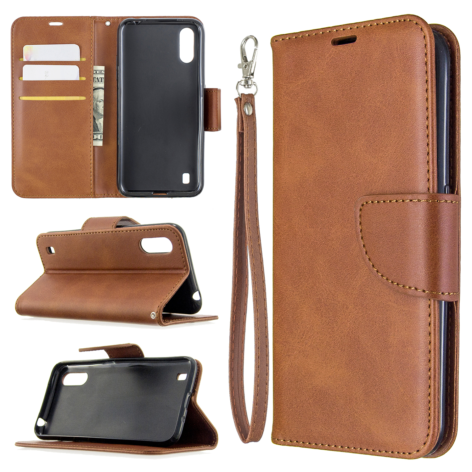 

Wallet Leather Stand Case for Samsung Galaxy A01 - Coffee, Galaxy A01