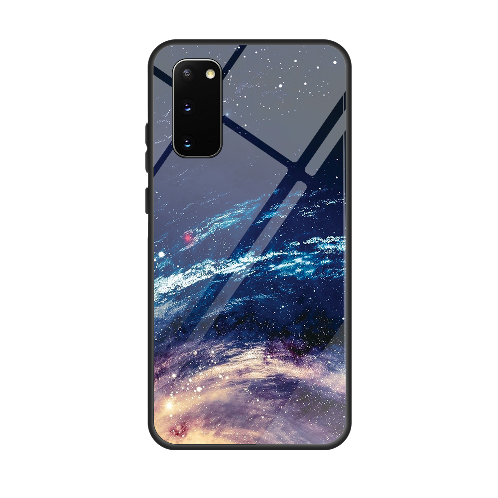 

Шаблон Печатает Стекло Обратно + TPU Сотовый Телефон Для Samsung Galaxy S20 - Галактика, Galaxy S20
