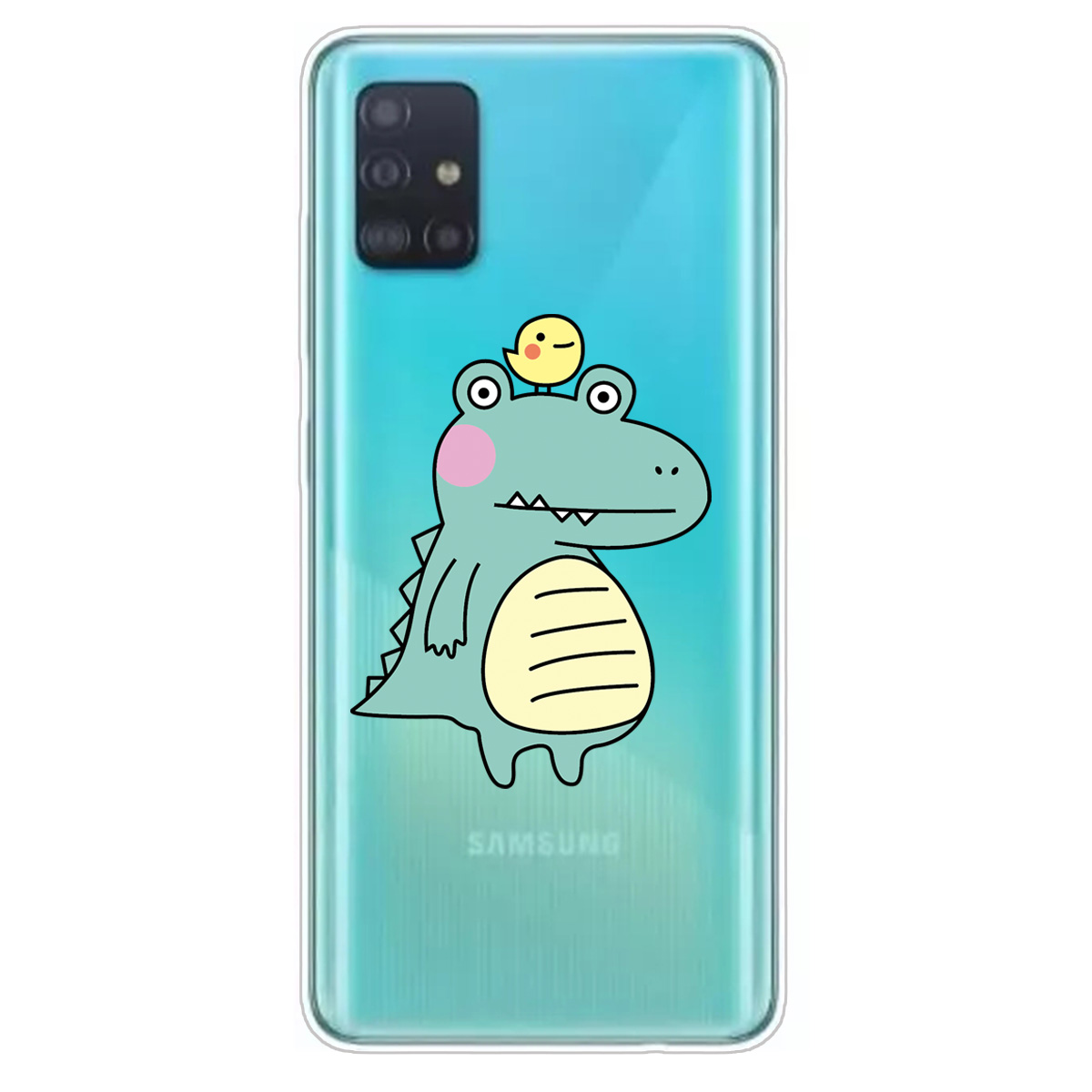 

Мультяшный Стиль Печати TPU Телефон Гибкий Чехол Для Samsung Galaxy A51 - Shy Dinosaur, Galaxy A51 4G