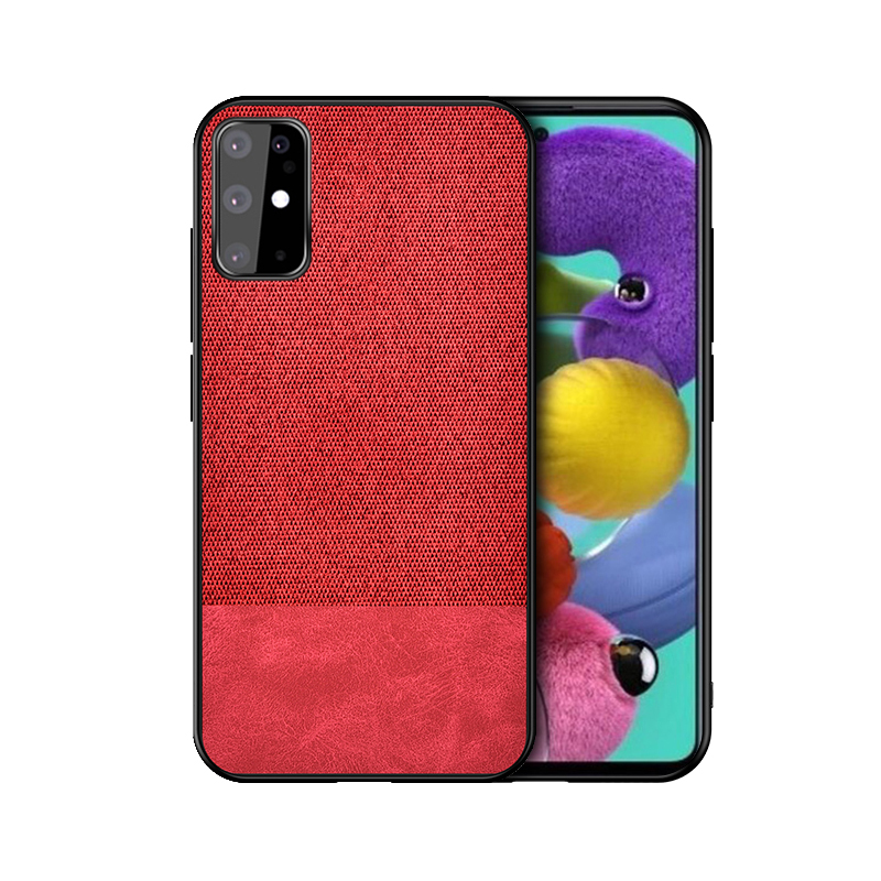 

Splicing Cloth Surface Stylish PC + TPU Hybrid Case for Samsung Galaxy S20 Plus - Red / Cloth+PU Style, Galaxy S20 Plus