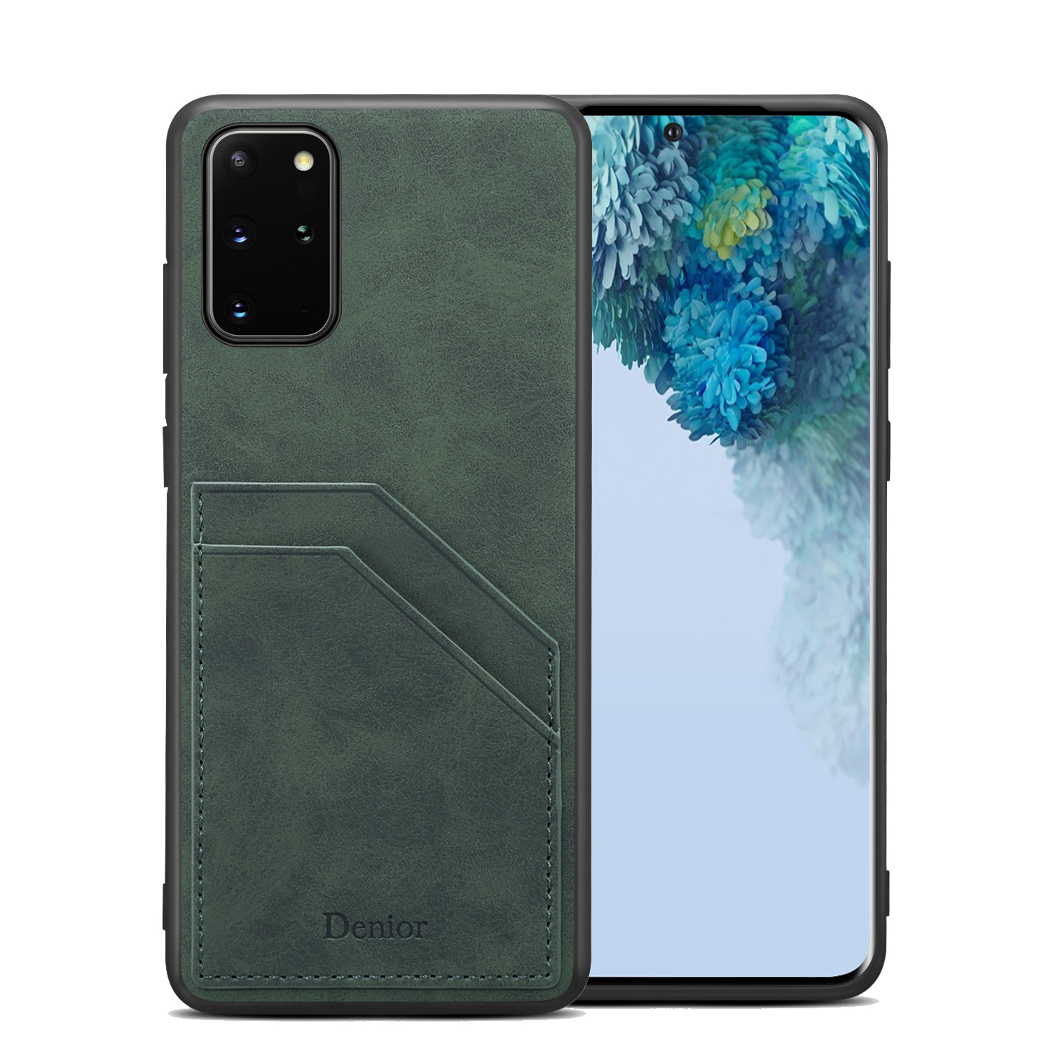 

Слот Двойной Карты PU Кожаный Чехол Для Мобильного Телефона TPU Для Samsung Galaxy S20 Plus - Зеленый, Galaxy S20 Plus