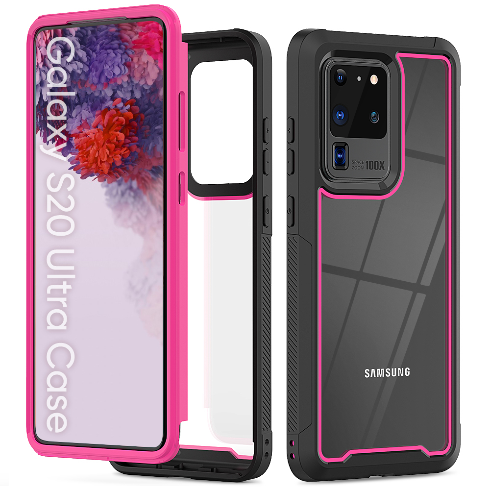 

Stylish TPU Bumper + PC Frame + Acrylic Back Hybrid Cover Shell for Samsung Galaxy S20 Ultra - Rose, Galaxy S20 Ultra